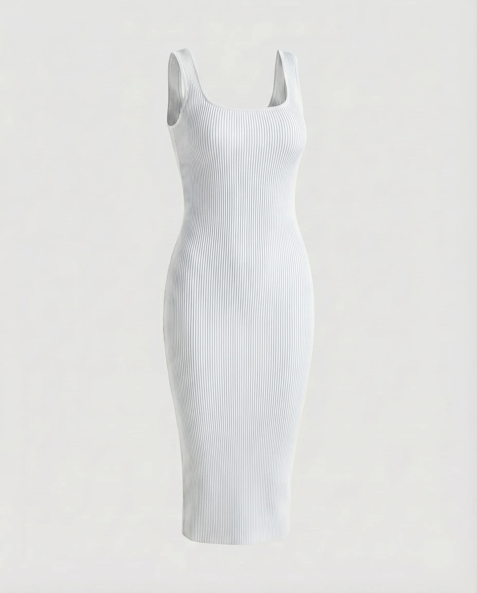 Damen Strick-Midikleid Bleistiftlinie Quadratischer Ausschnitt Feinstrick - Image 8