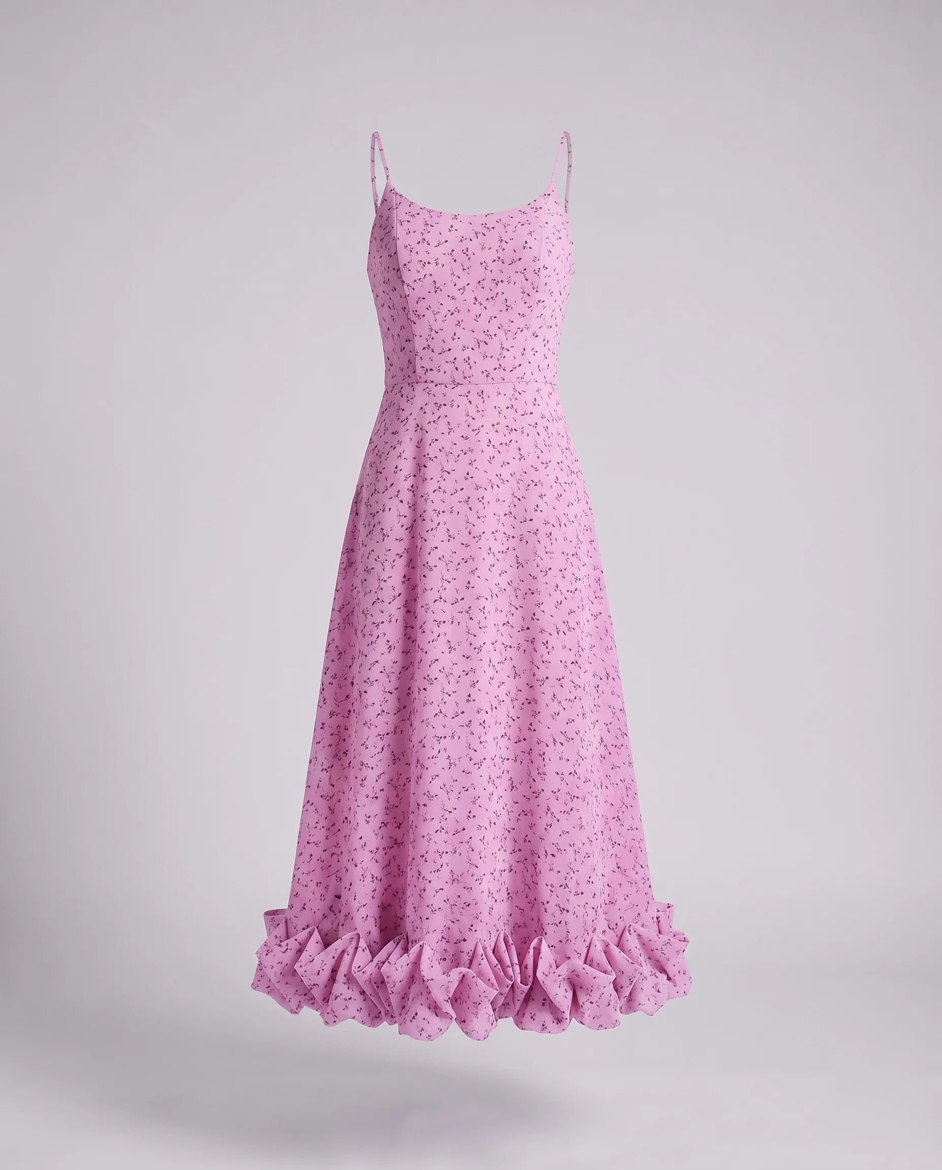 Damen A-Linien-Maxikleid Schmale Träger Rosen-Volant - Image 10
