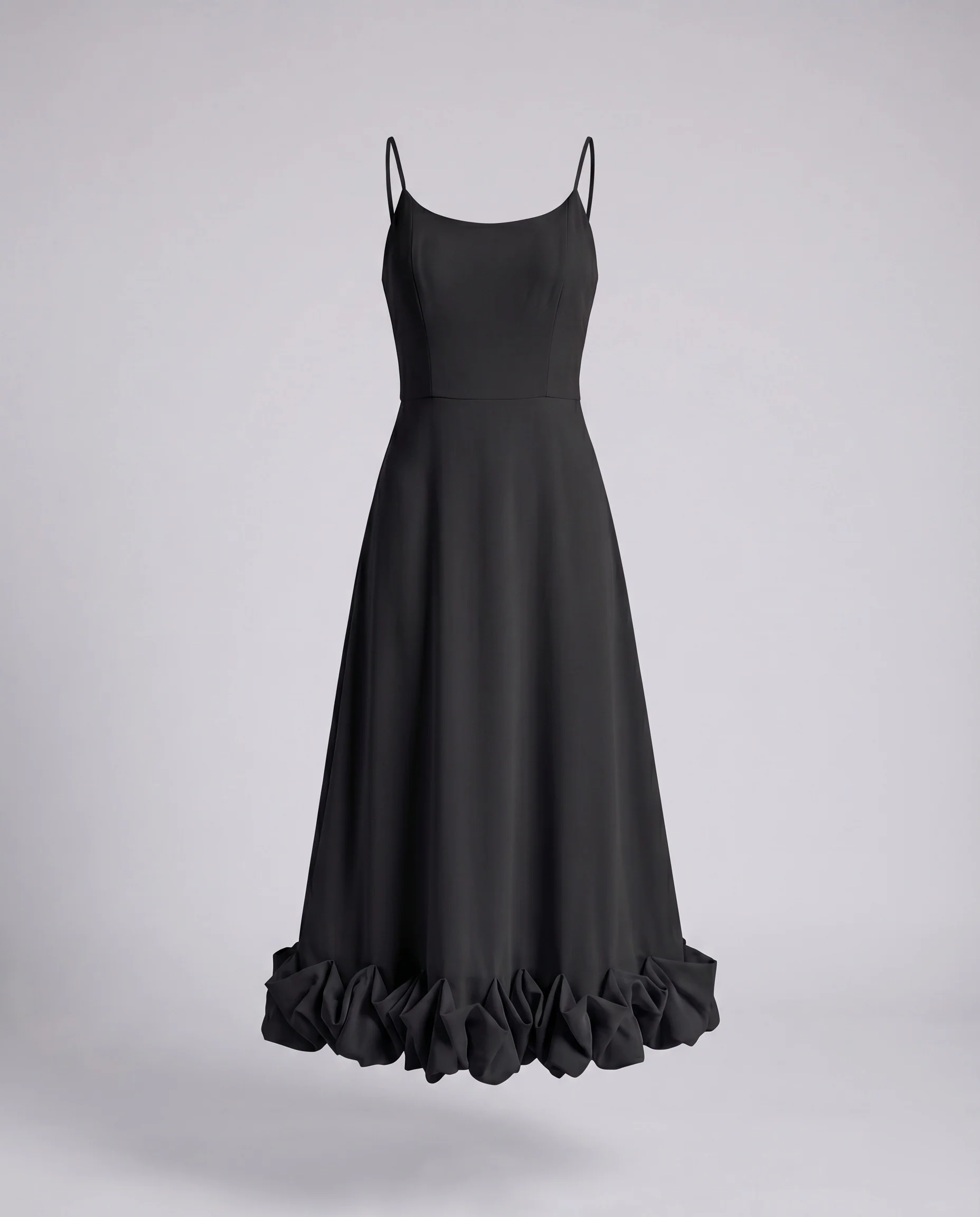 Damen A-Linien-Maxikleid Schmale Träger Rosen-Volant - Image 6
