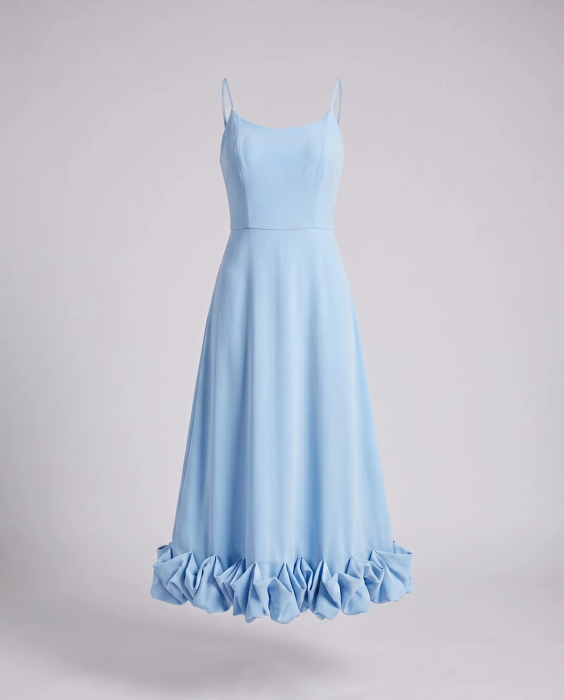 Damen A-Linien-Maxikleid Schmale Träger Rosen-Volant - Image 7