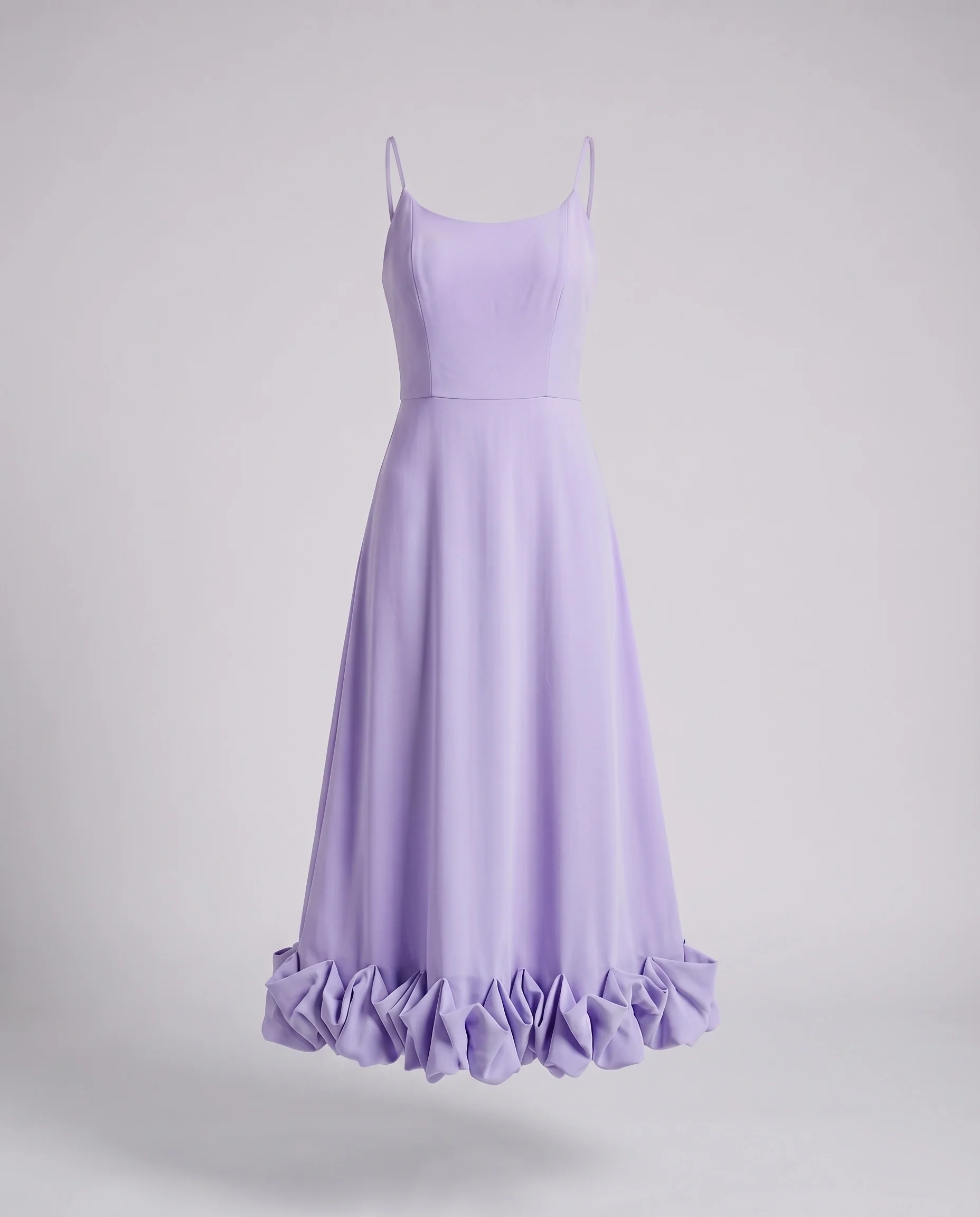 Damen A-Linien-Maxikleid Schmale Träger Rosen-Volant - Image 8