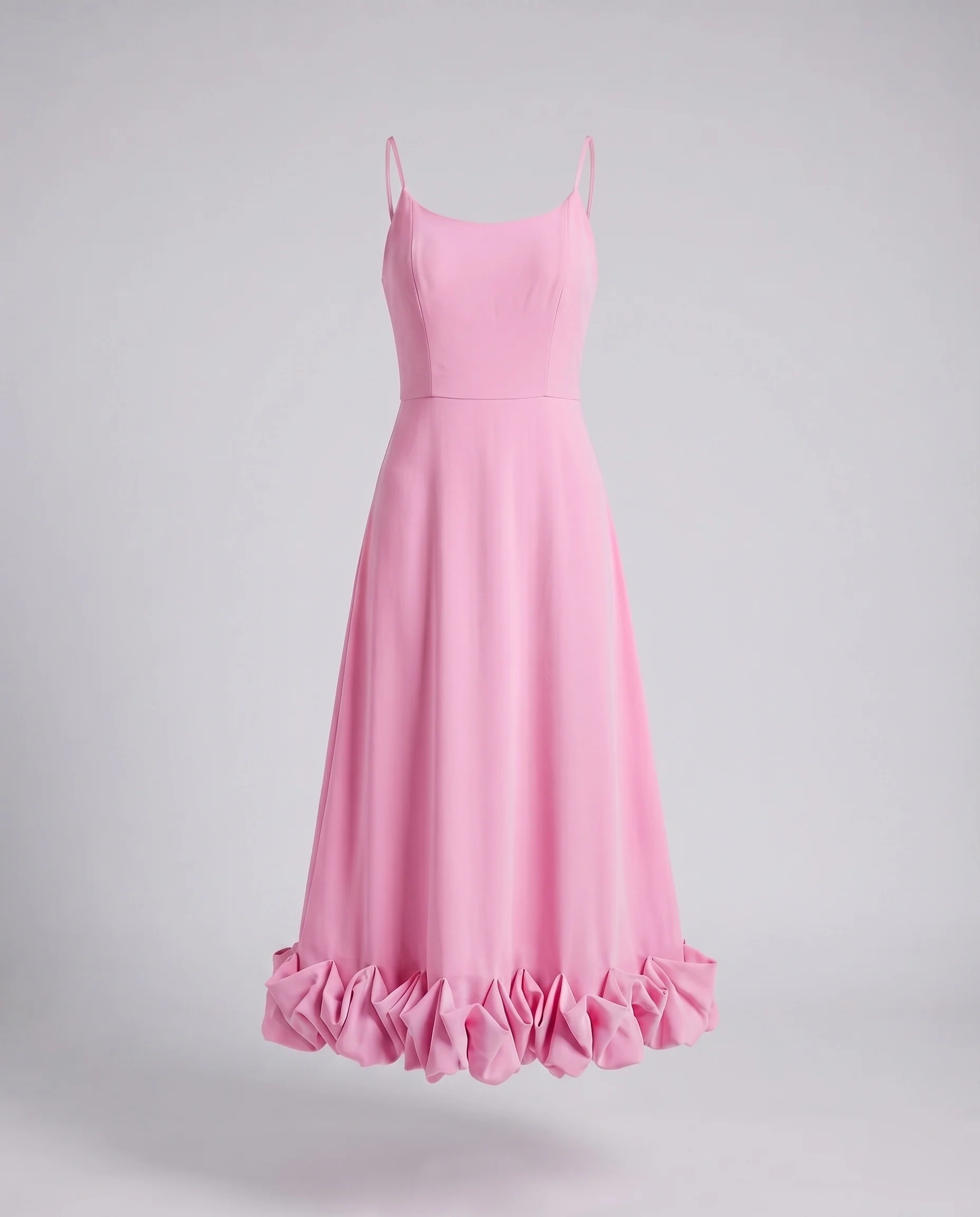 Damen A-Linien-Maxikleid Schmale Träger Rosen-Volant - Image 9