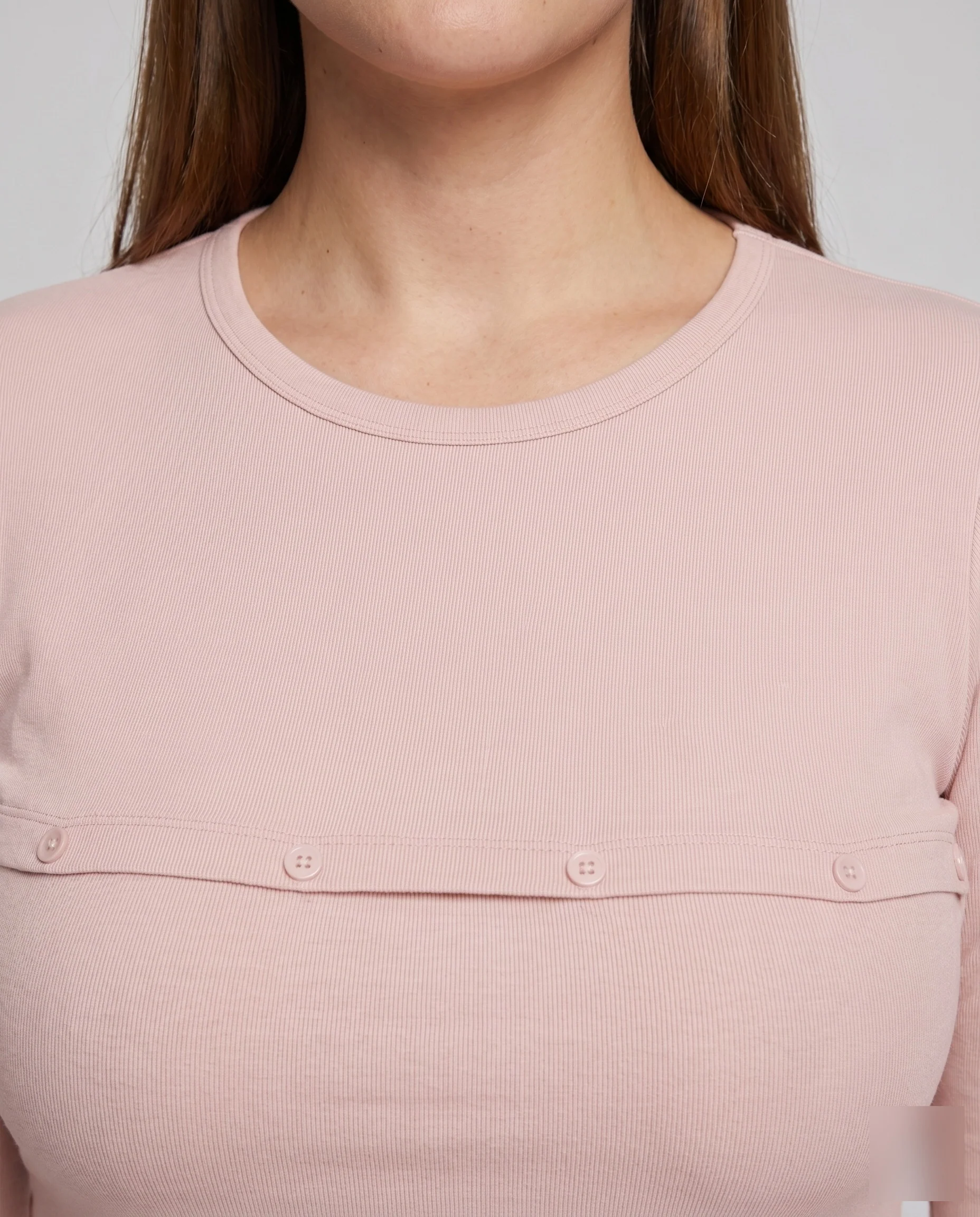 Damen nan schmal geschnittenes Longsleeve mit dekorativer Brustblende und Zierknopfleiste - Image 3