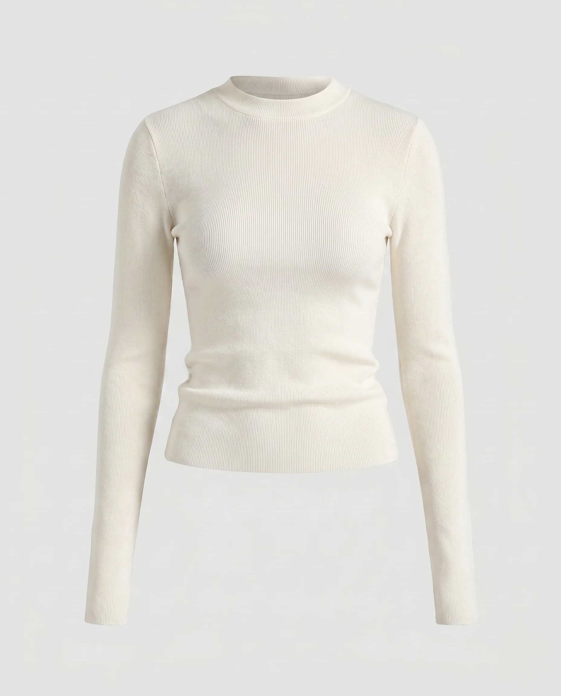 Damen nan schmaler Rippfeinstrick-Pullover mit taillierter Silhouette und flachem Rundhalsausschnitt - Image 6