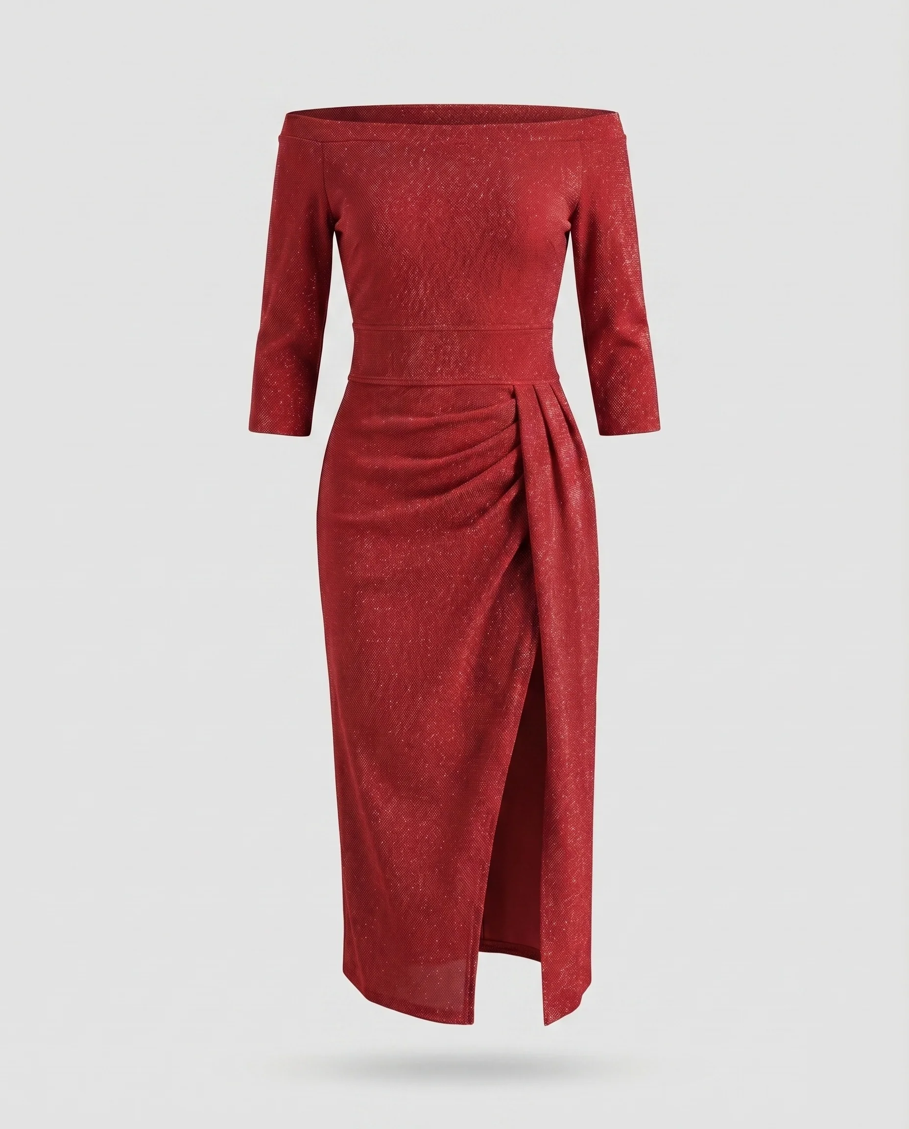 Damen Elegante Schimmernde Lurex-Optik Lurex-Gewebe Midikleid - Image 6