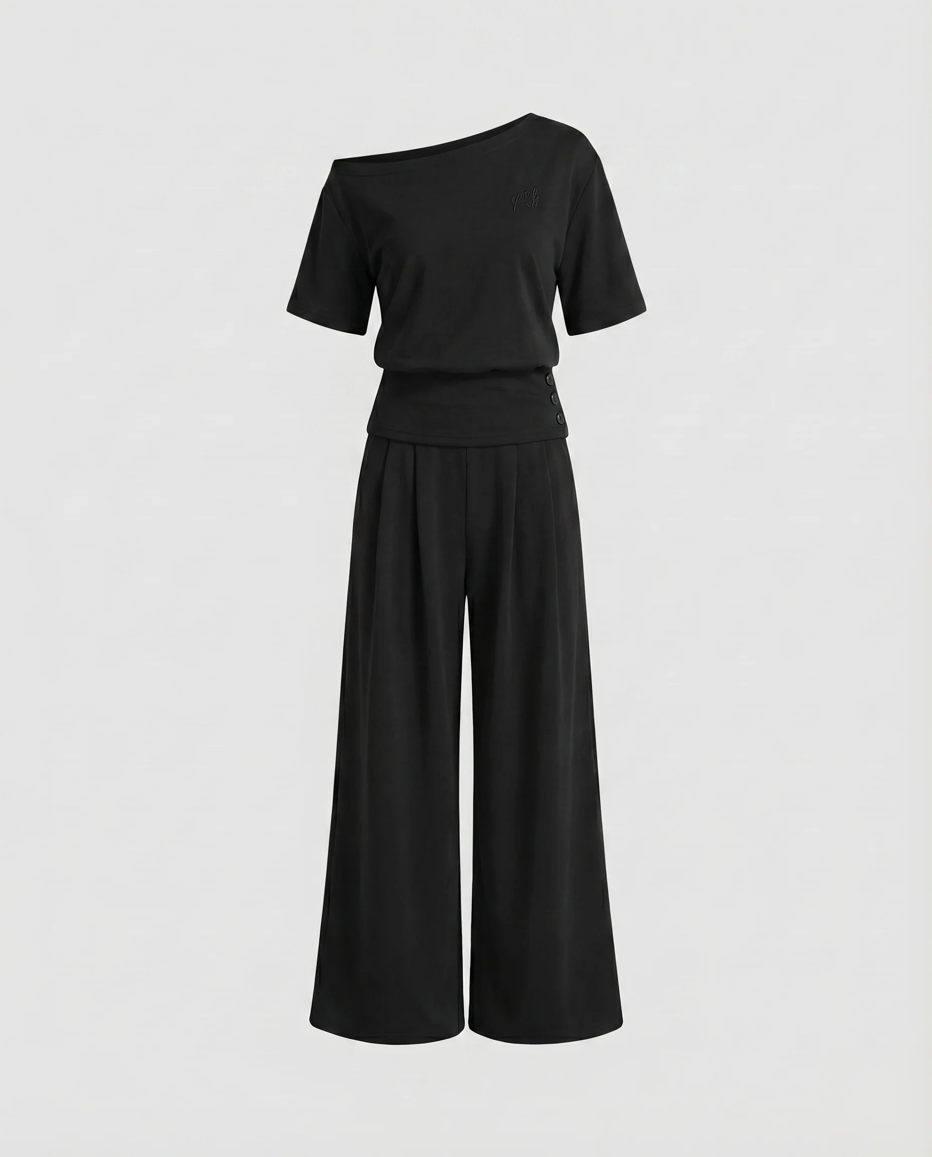 Damen Sweat-Set Schulterfrei Hoher Bund Seitentaschen - Image 5