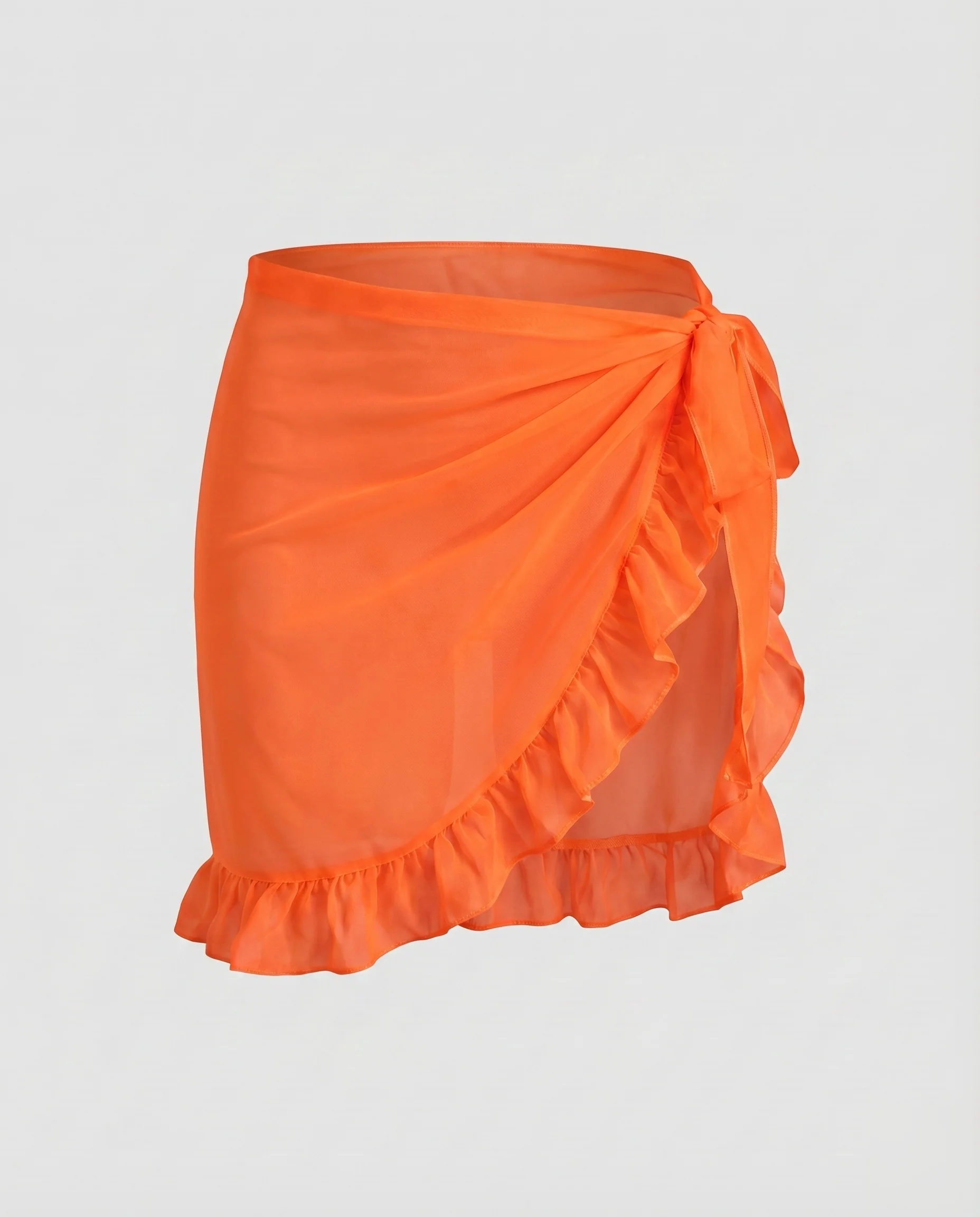 Damen Wickelrock Tüll Transparent Volantkante - Image 8