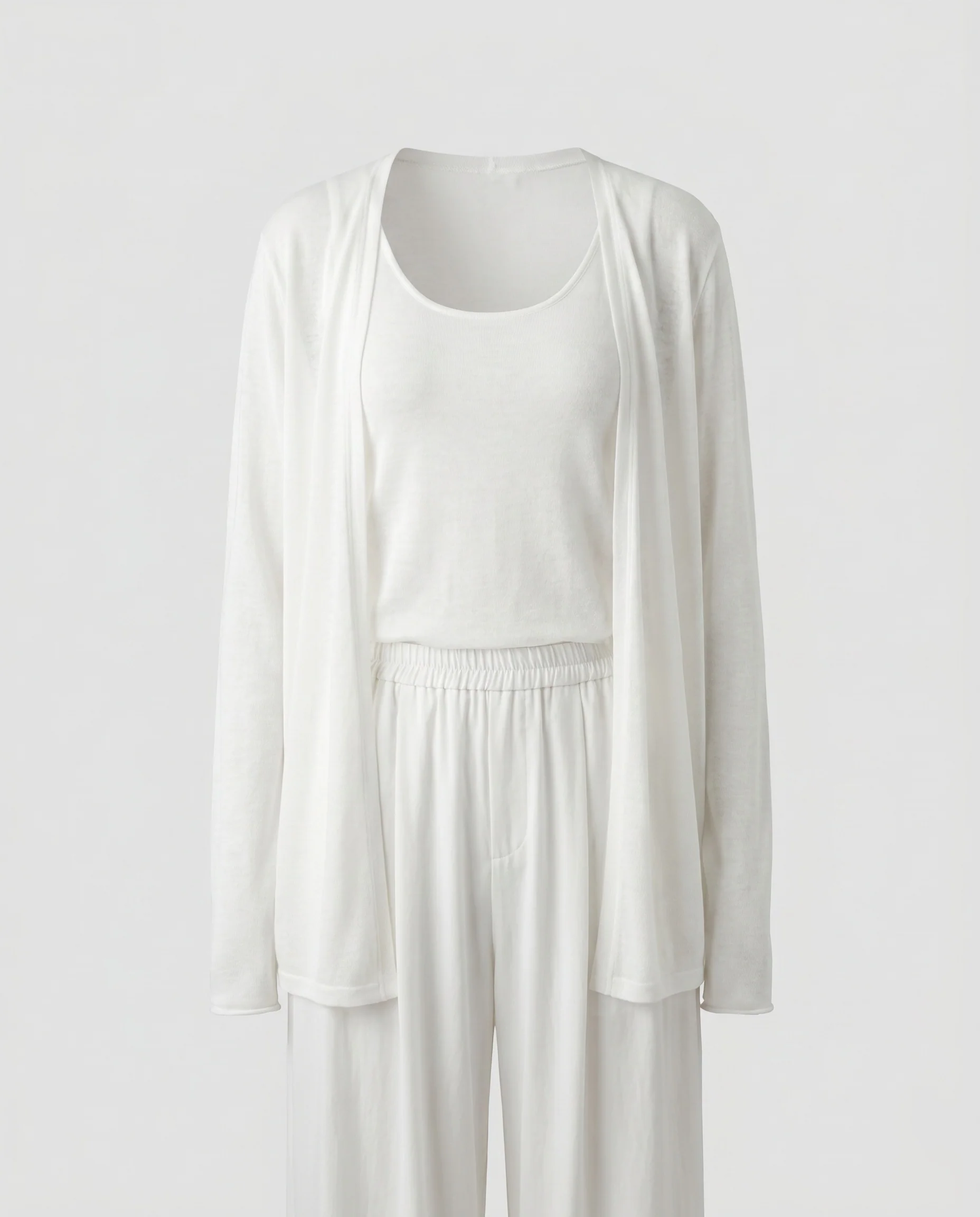 Damen nan semitransparenter Longcardigan und Basic-Cami Set aus leichtem Feinstrick - Image 5