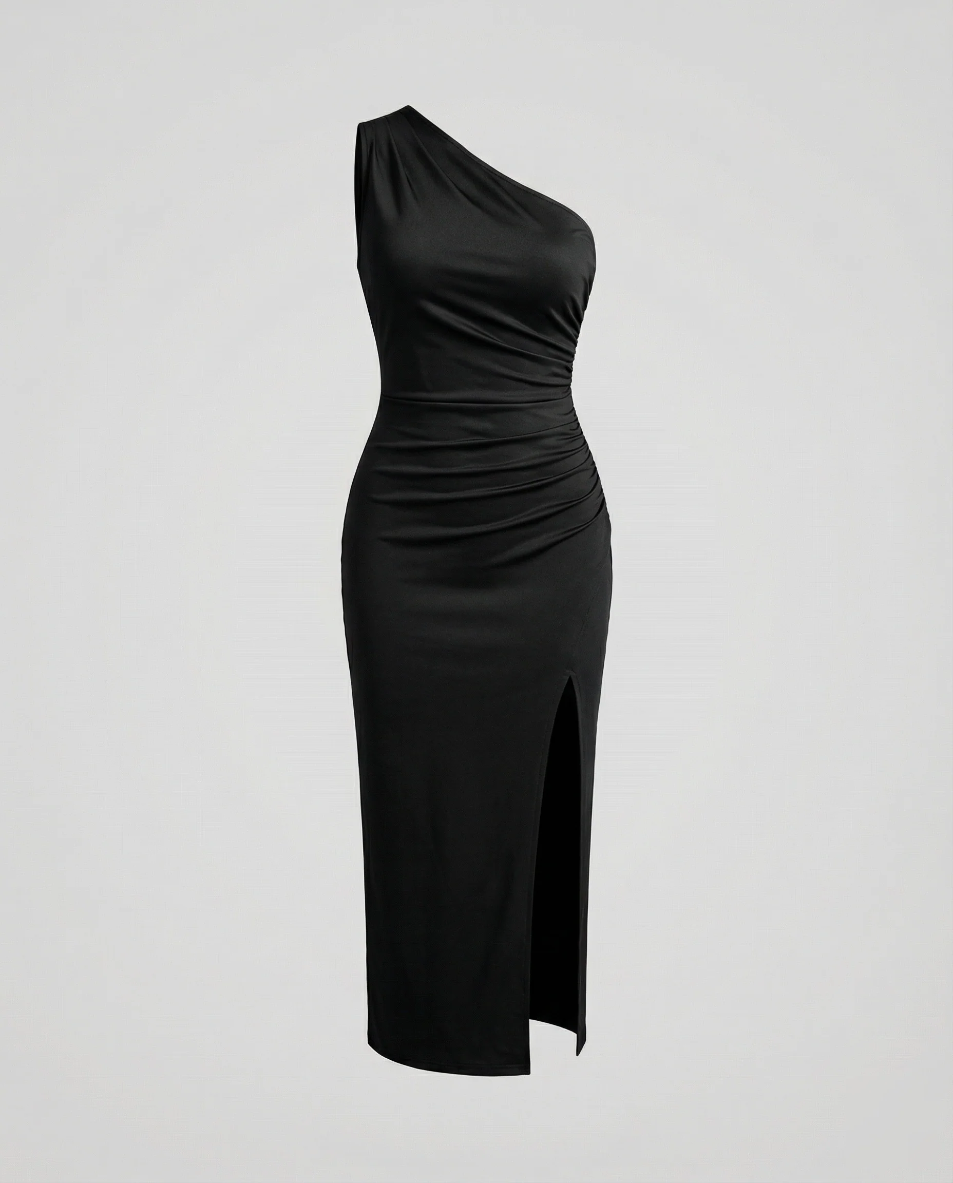 Damen Midi-Skulpturkleid Ein-Schulter Beinschlitz - Image 5