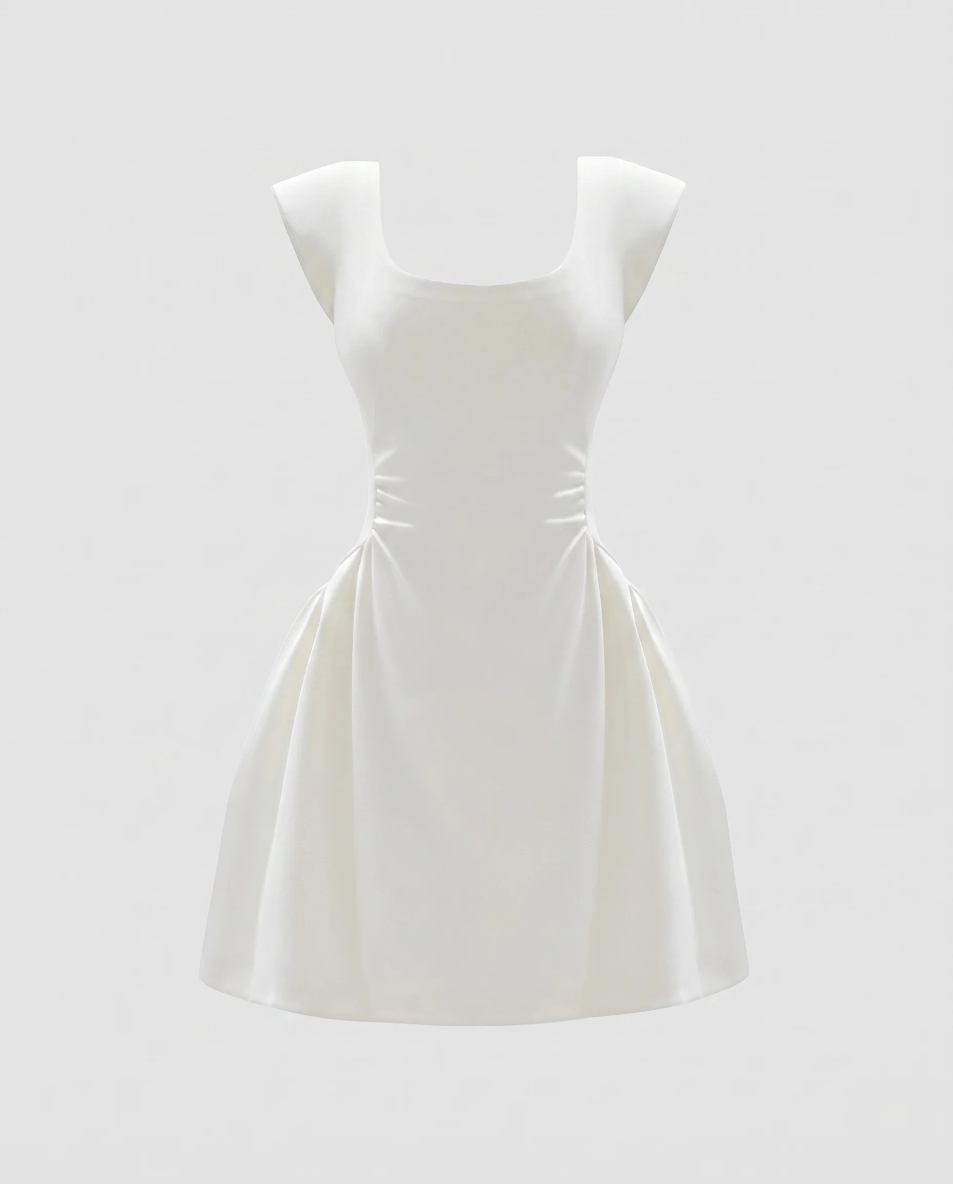 Damen nan skulpturiertes Minikleid mit quadratischem Ausschnitt, Kappenärmeln und seitlicher Raffung - Image 5