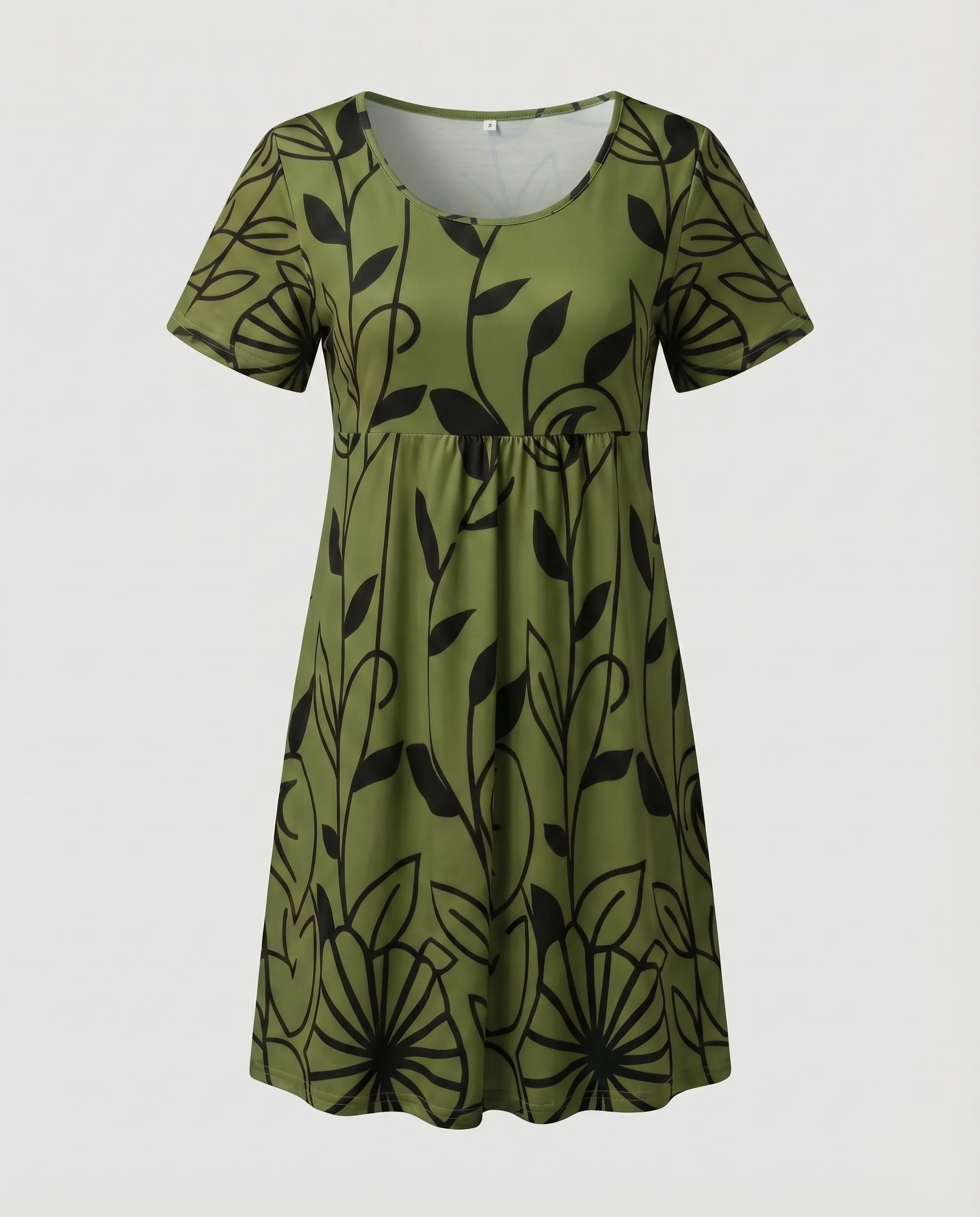 Damen A-Linien-Kurzkleid Empire-Schnitt Florale Skizzenoptik Viskosemischung - Image 7
