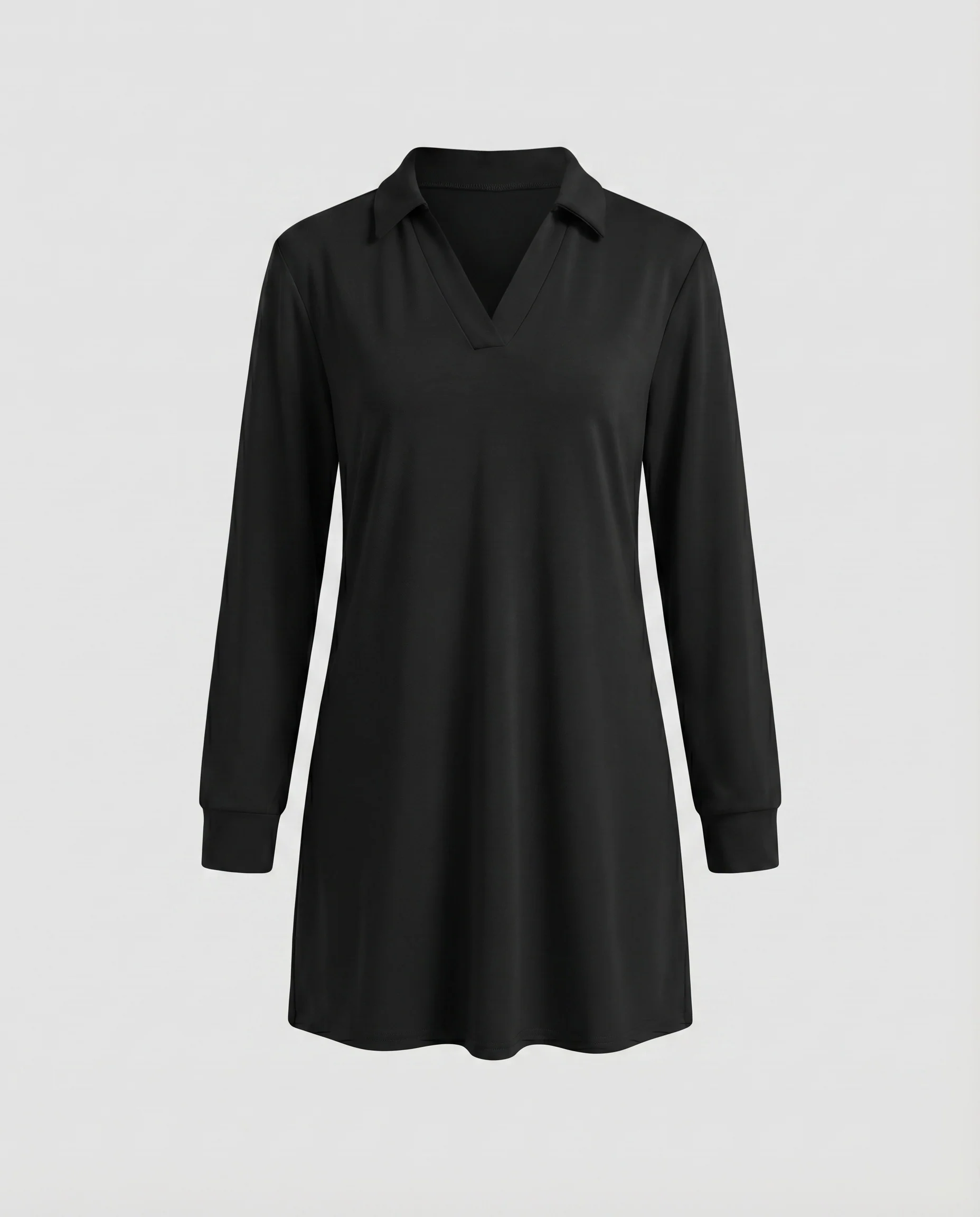 Damen Sportliche Klassischer Hemdkragen Mischgewebe Poloshirt-Kleid - Image 7