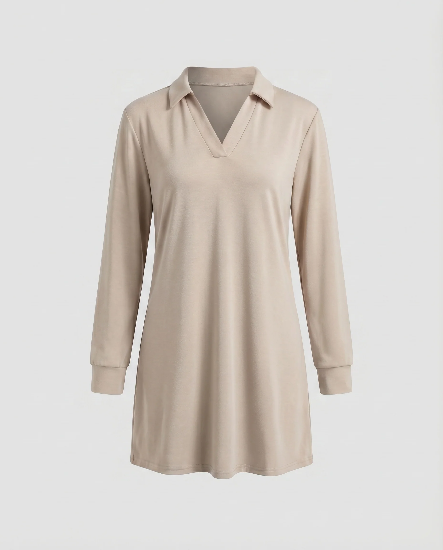 Damen Sportliche Klassischer Hemdkragen Mischgewebe Poloshirt-Kleid - Image 9