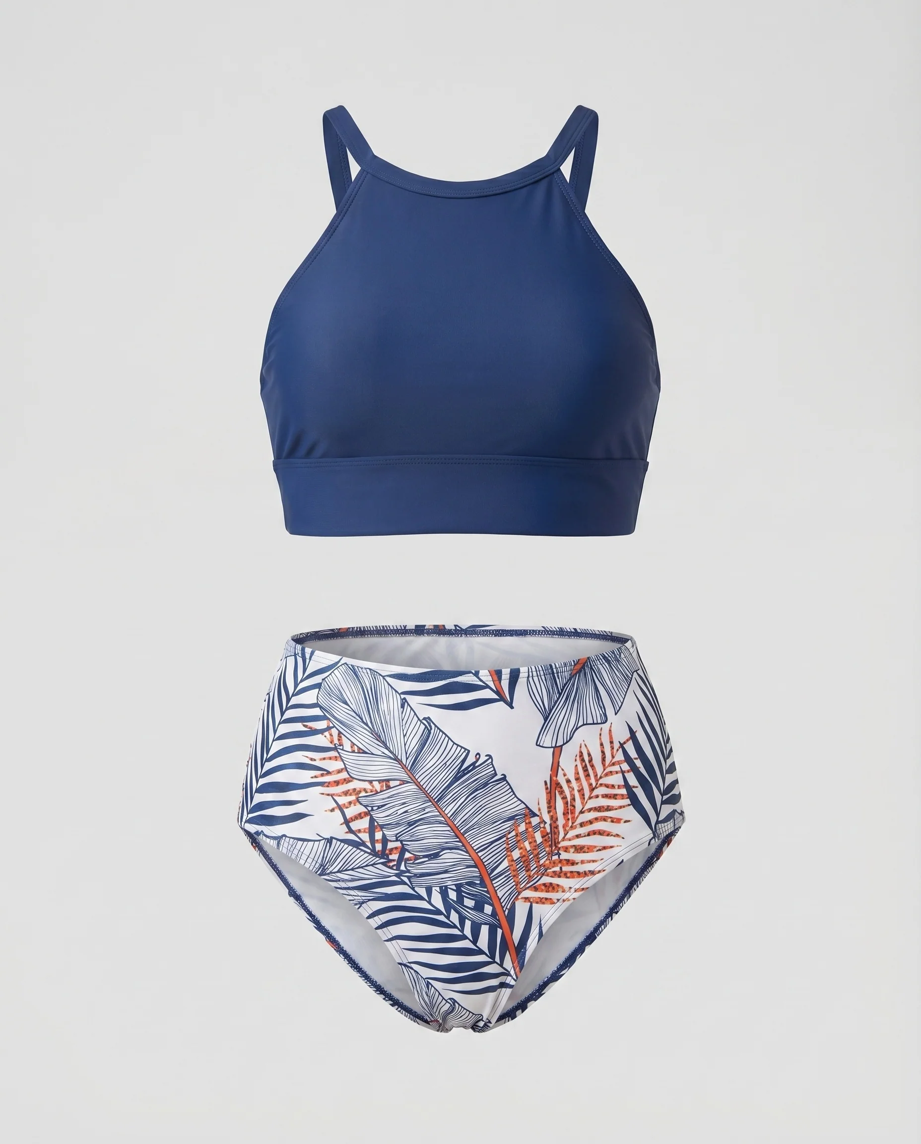 Damen Highneck-Bikini Crop-Top Botanik-Print - Image 4