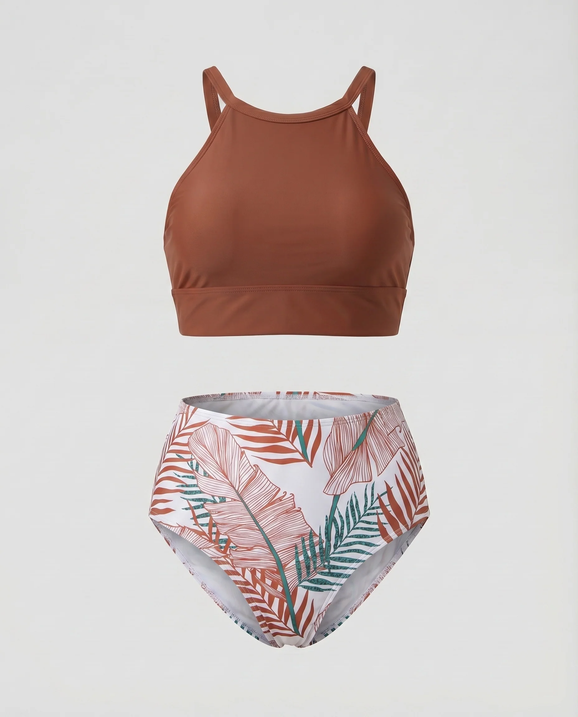Damen Highneck-Bikini Crop-Top Botanik-Print - Image 6