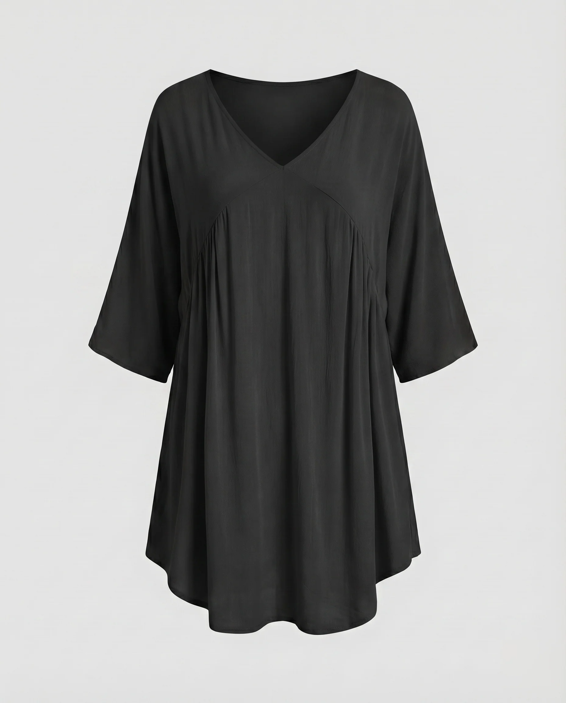Damen Ethnische Luftige Fledermausärmel Mischgewebe Strandtunika-Minikleid - Image 7