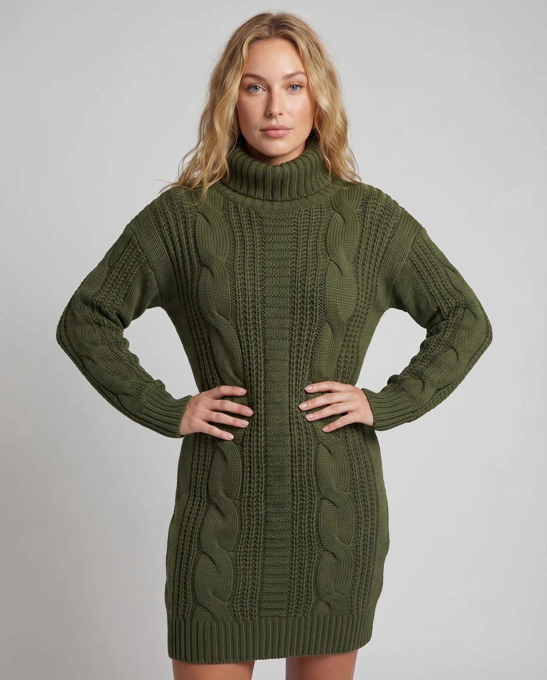 Damen Moderne Modische Cut-Out-Schultern Strick Strickkleid - Image 2