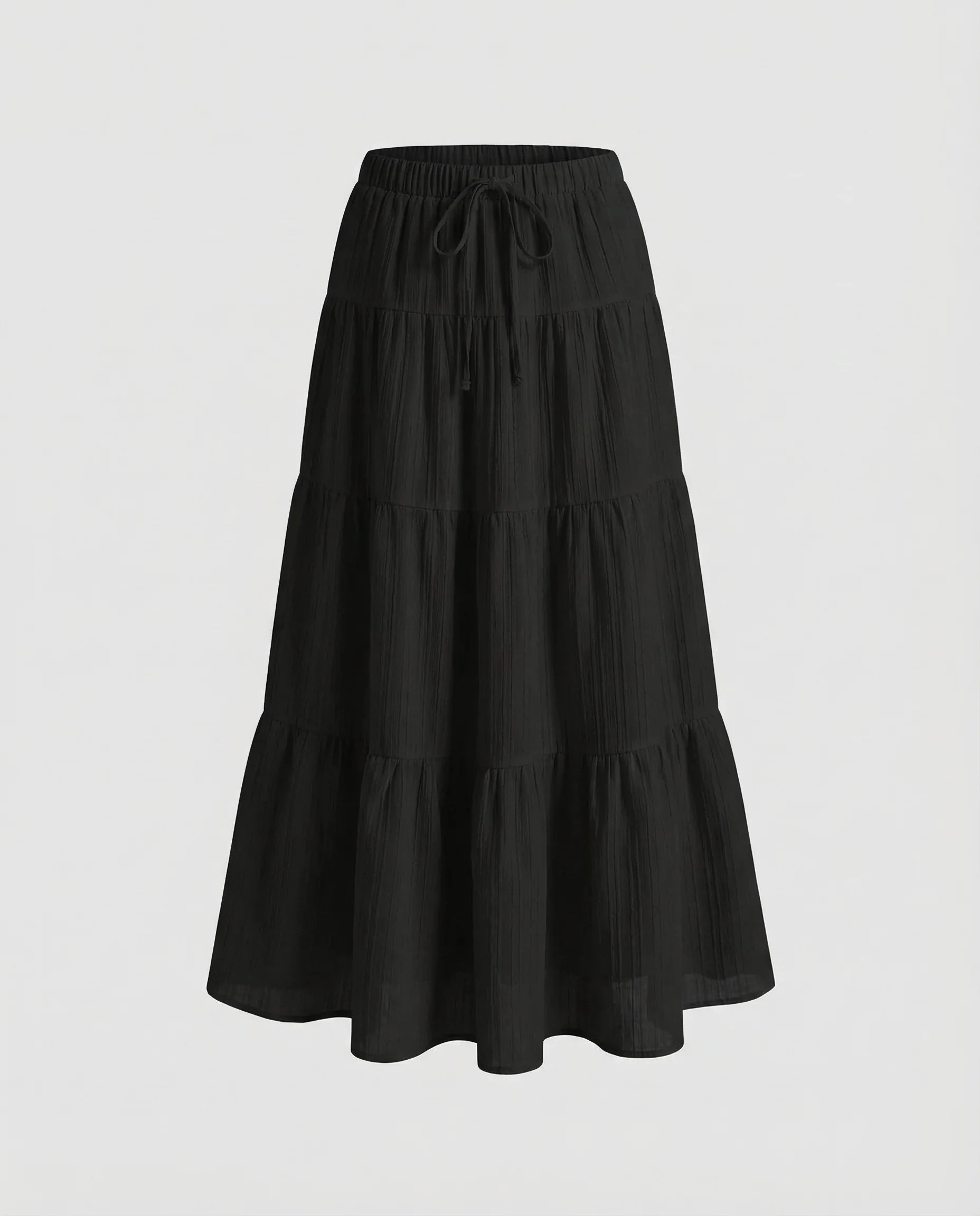 Stufiger Maxirock Elastischer Bund Plisseeoptik - Image 5