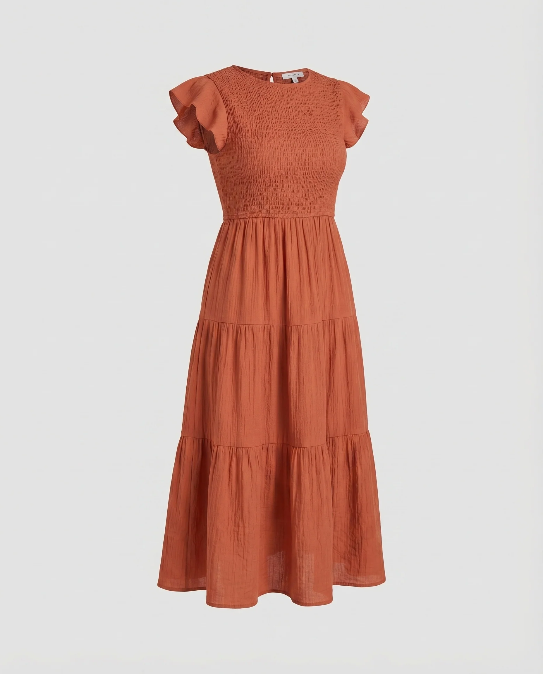 Damen Feminine Zarte Flügelärmel Mischgewebe Swing-Midikleid - Image 5