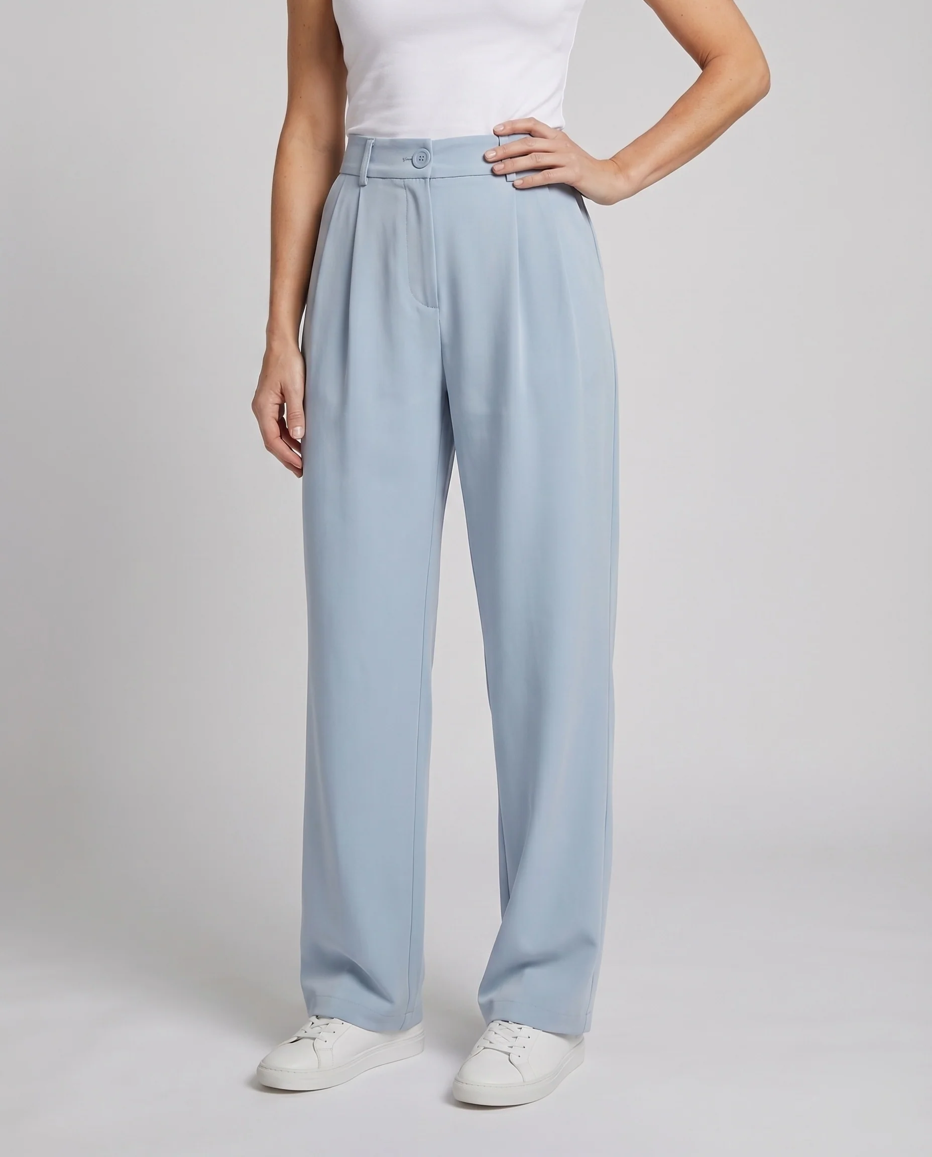 Damen Bundfaltenhose Weites Bein Bügelfalte Taillenhoch - Image 2