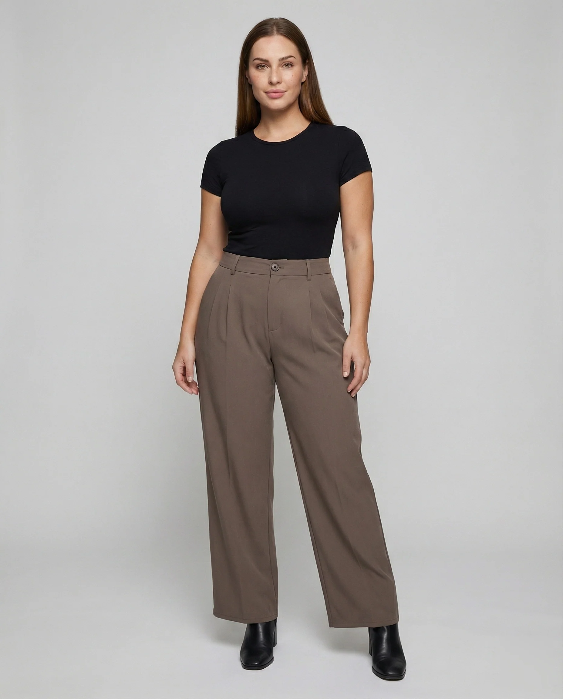 Damen Elegante Drapé-Bundfalten Mischgewebe Bundfaltenhose