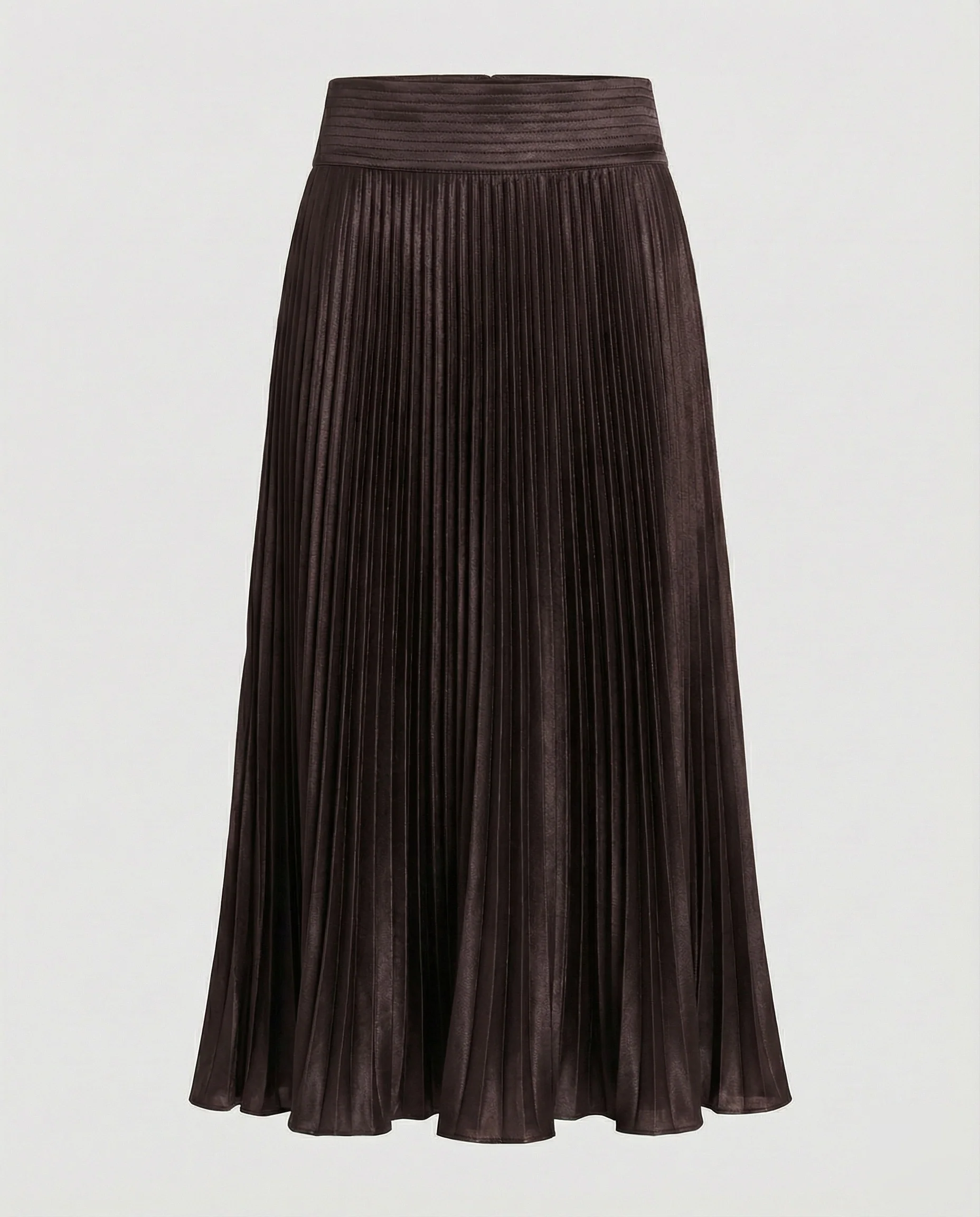 Damen Elegante Geschwungener Saum Satin Plissee-Meerjungfrauen-Midirock - Image 13