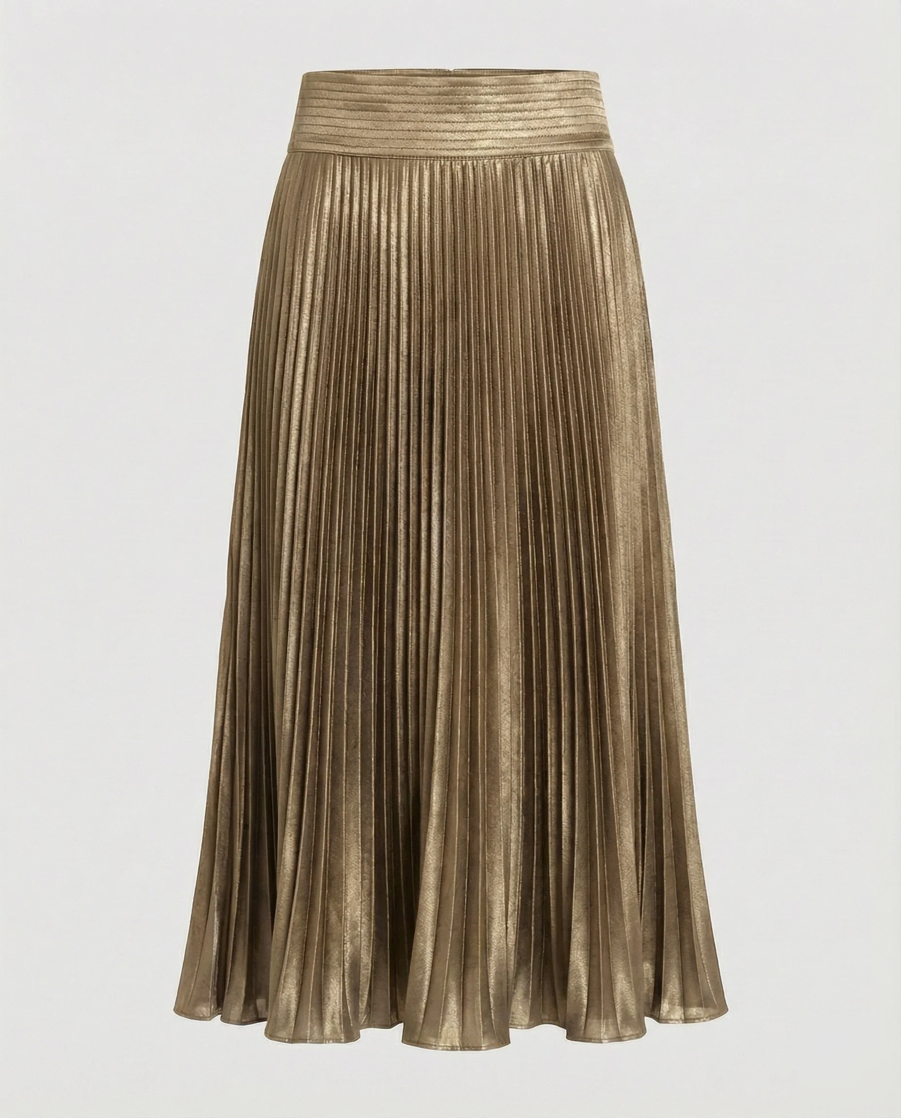 Damen Elegante Geschwungener Saum Satin Plissee-Meerjungfrauen-Midirock - Image 17