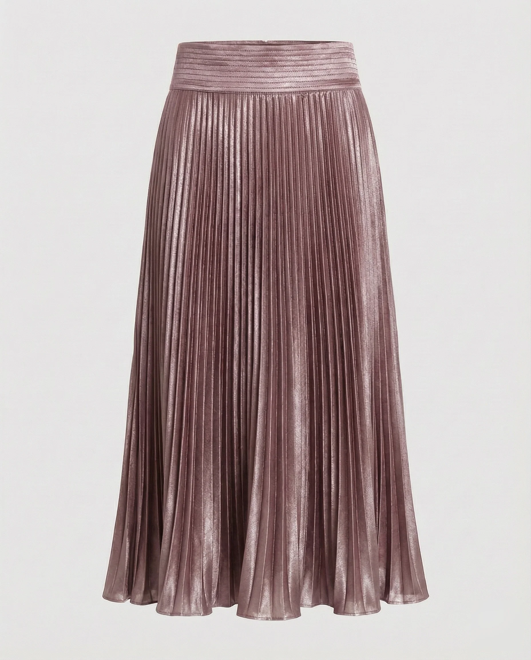 Damen Elegante Geschwungener Saum Satin Plissee-Meerjungfrauen-Midirock - Image 21