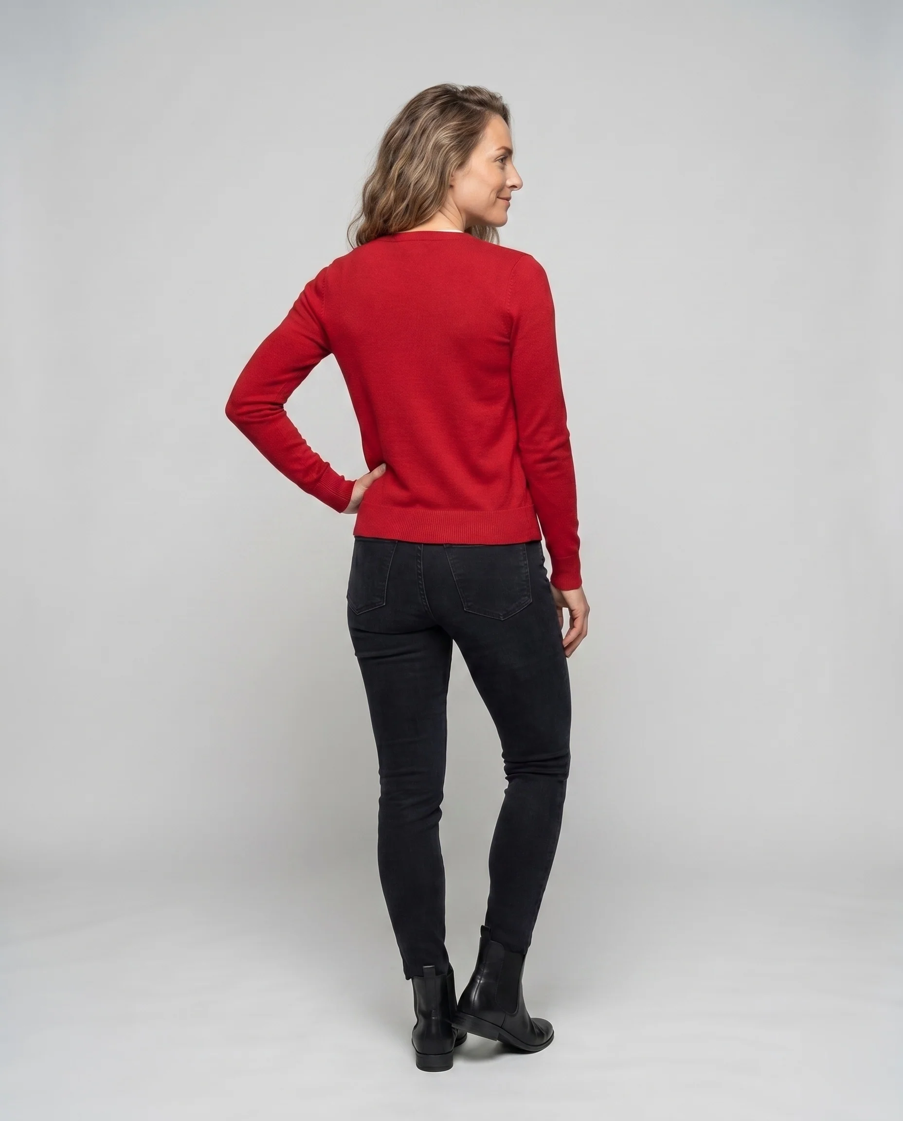 Damen nan taillierter Feinstrickcardigan mit dekorativer Schlaufenknopfleiste und schmaler Silhouette - Image 4