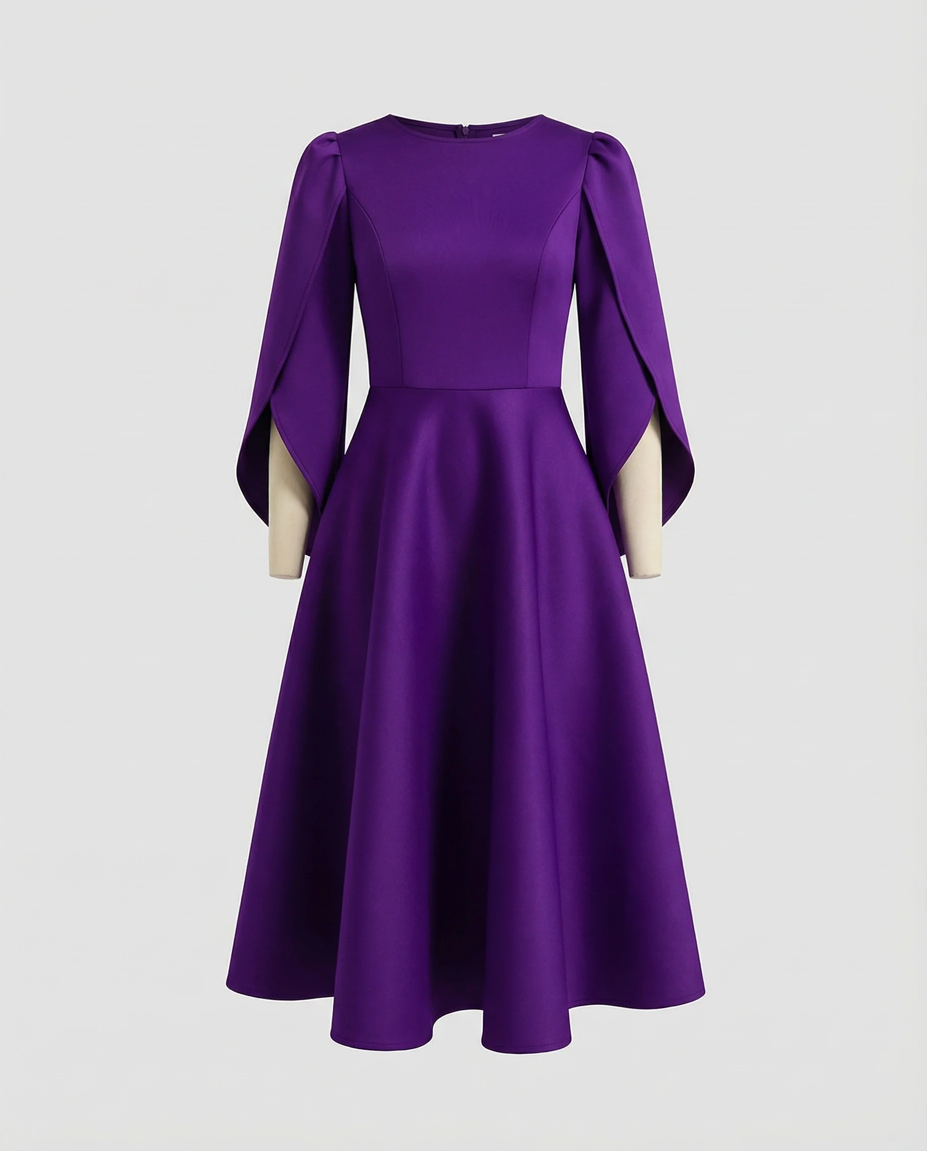 Damen A-Linien Midikleid Cape-Ärmel Mieder - Image 5