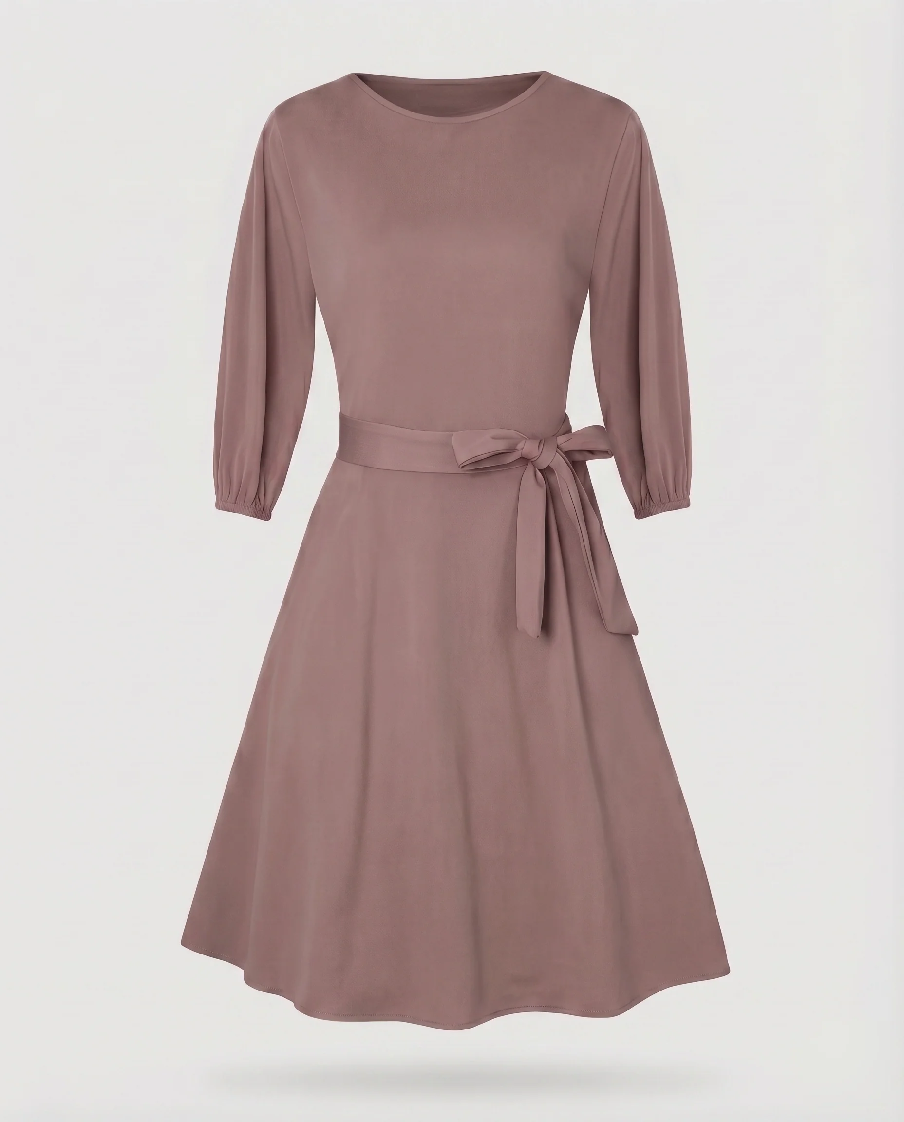 Damen A-Linienkleid Ballonärmel Bindegürtel Tailliert - Image 7