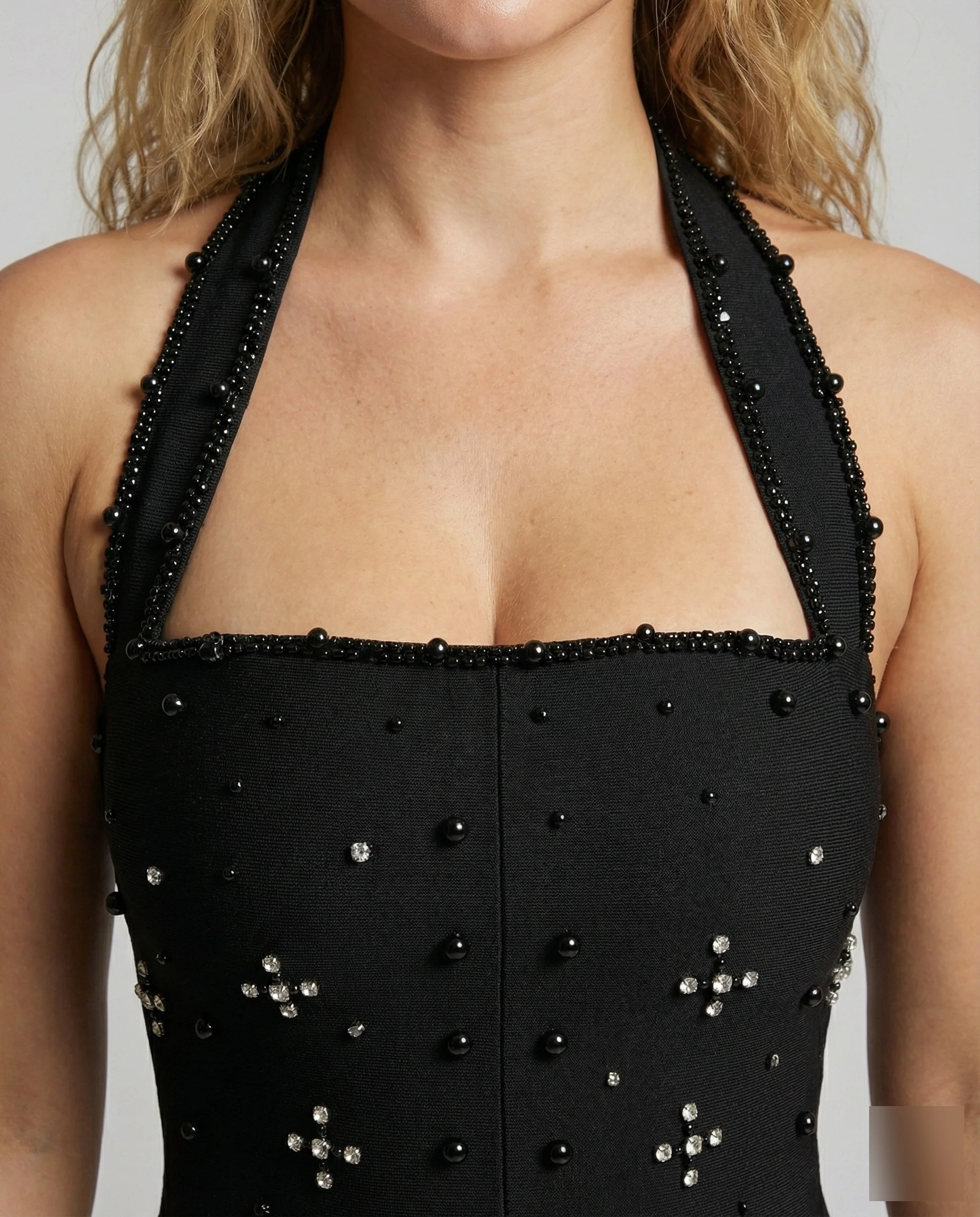 Damen Abend-Maxikleid Bustier Perlenmatrix - Image 3