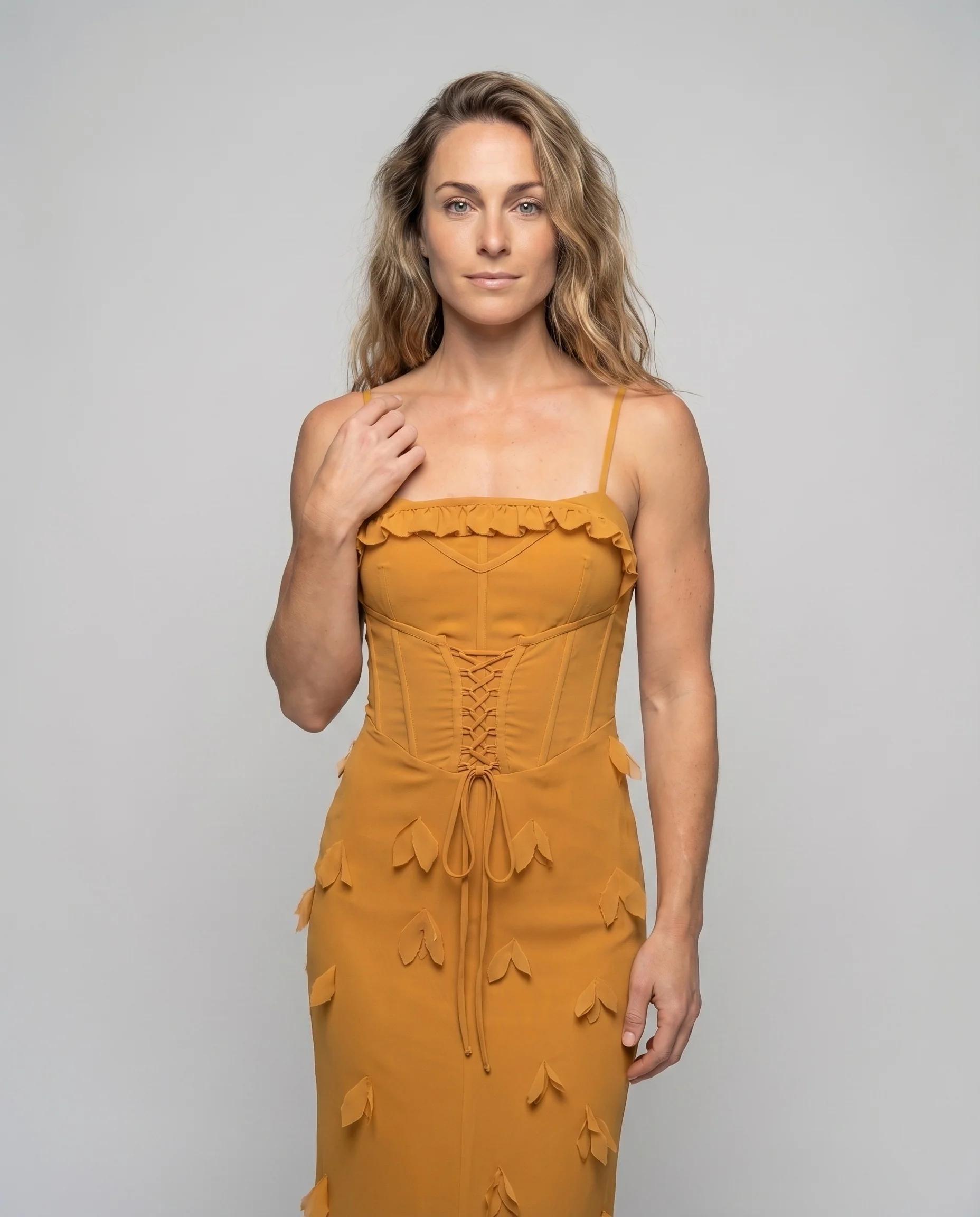 Damen Abendkleid Stützkonstruktion Blütenapplikationen Säulensilhouette - Image 2