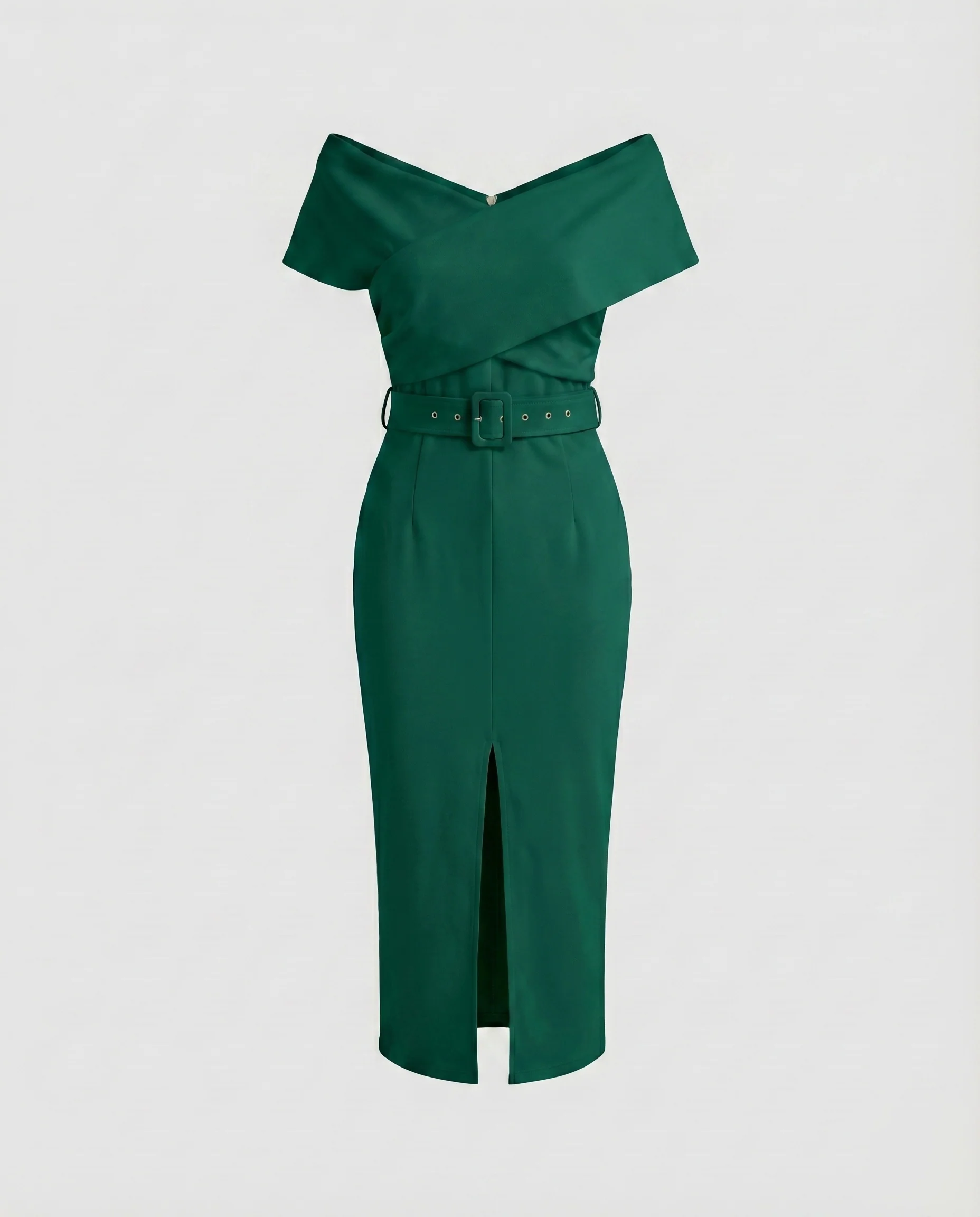 Damen Elegante Vorderer Beinschlitz Mischgewebe Crossover-Midikleid - Image 9