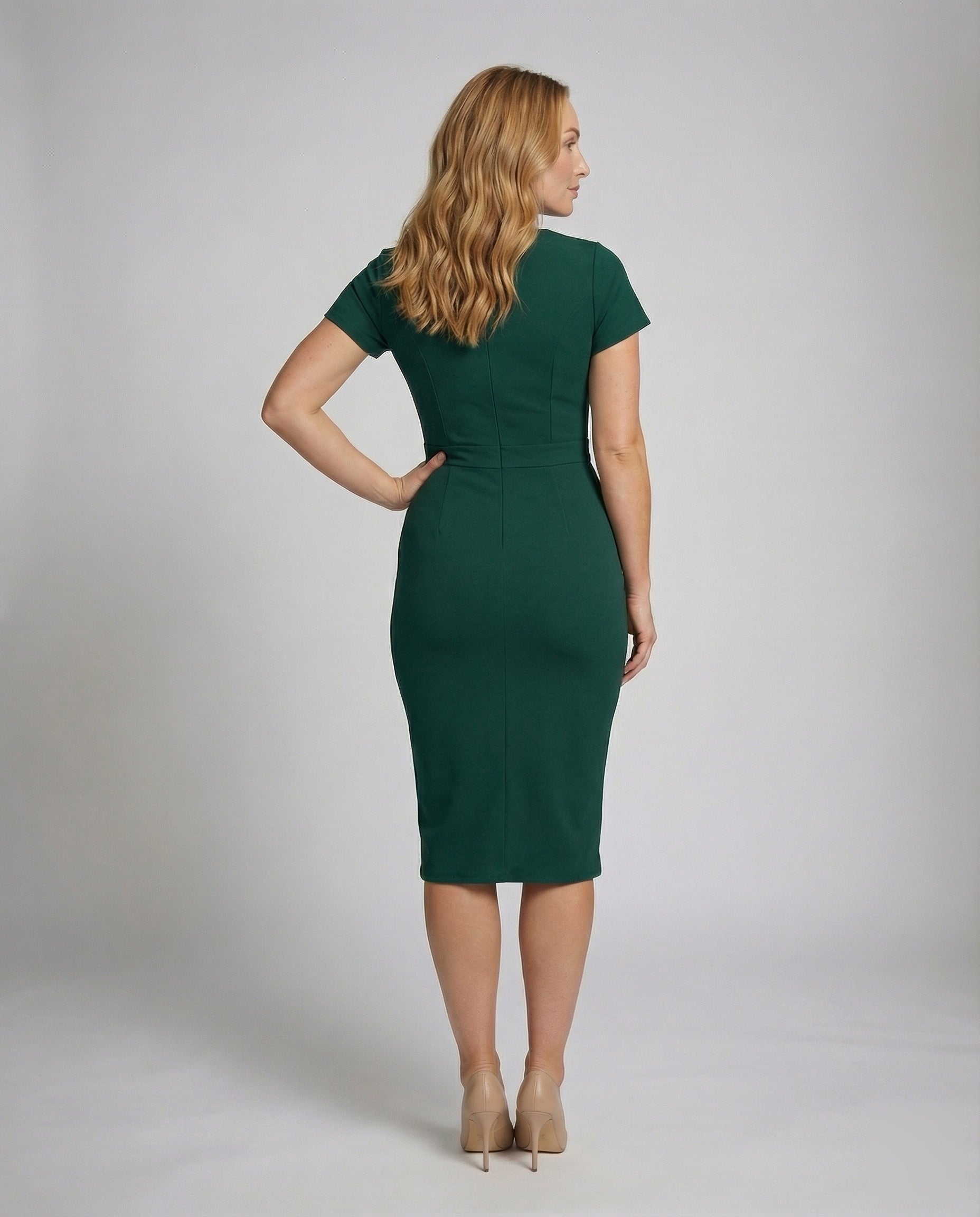 Damen Etuikleid Peplum Stufenvolants - Image 4
