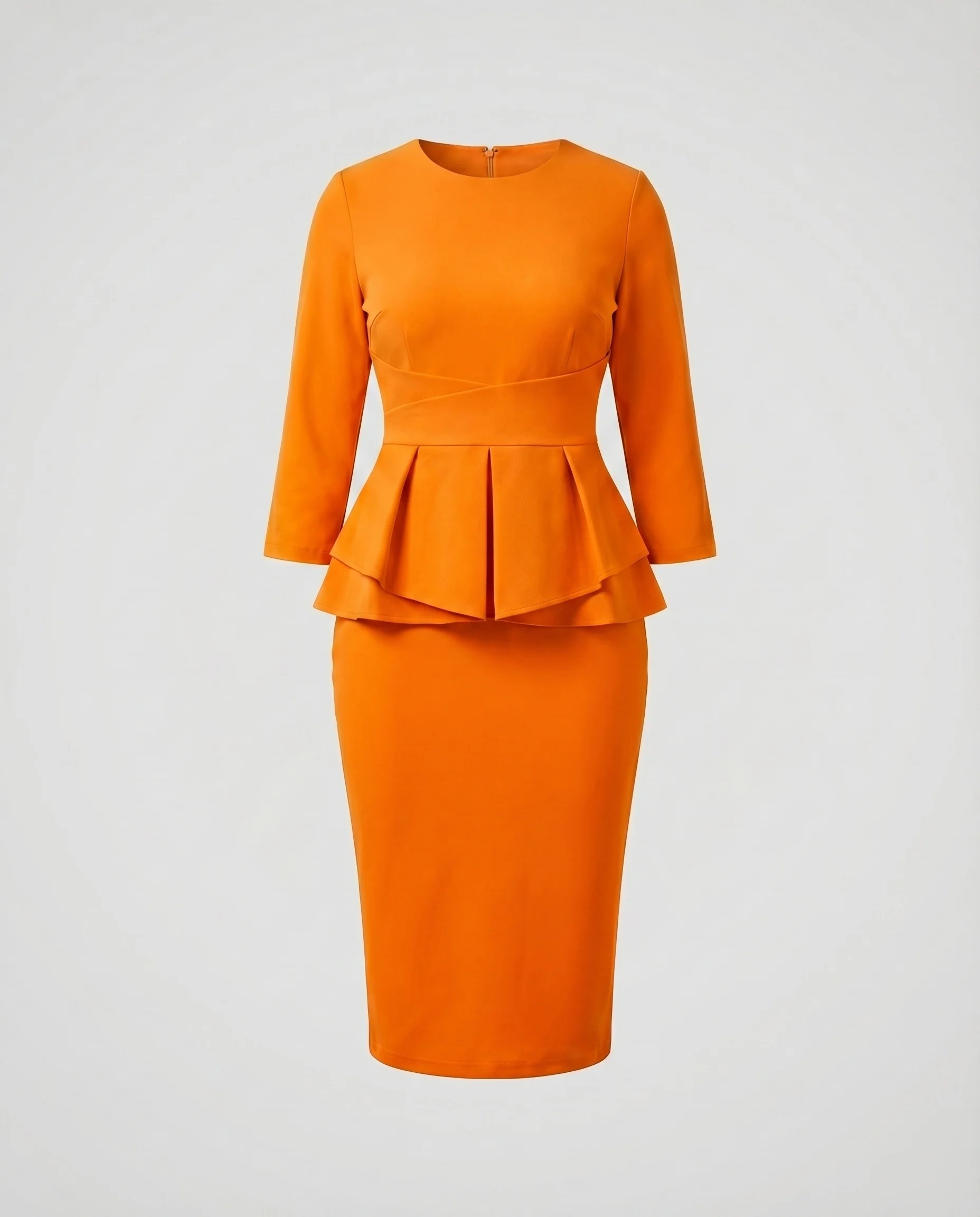 Damen Klassische Feminines Peplum-Detail Mischgewebe Etuikleid - Image 23
