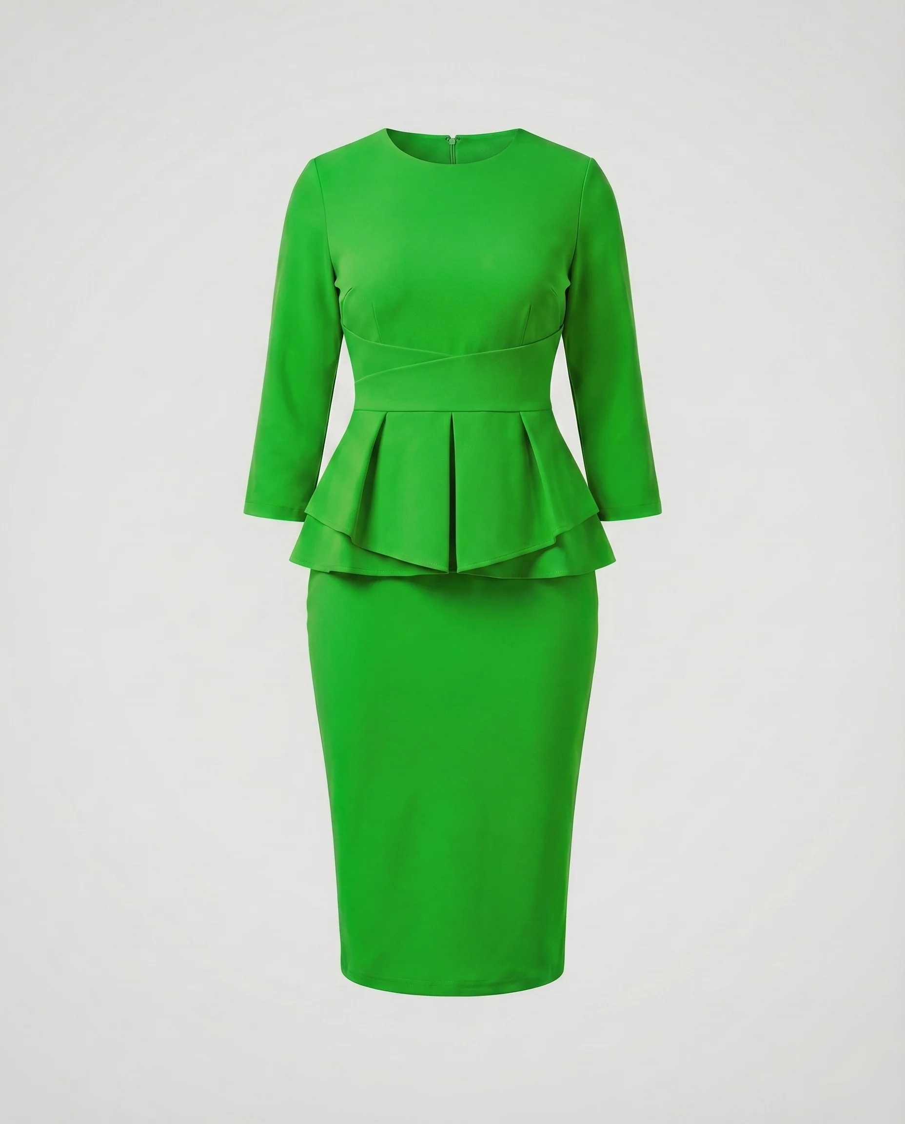 Damen Klassische Feminines Peplum-Detail Mischgewebe Etuikleid - Image 6
