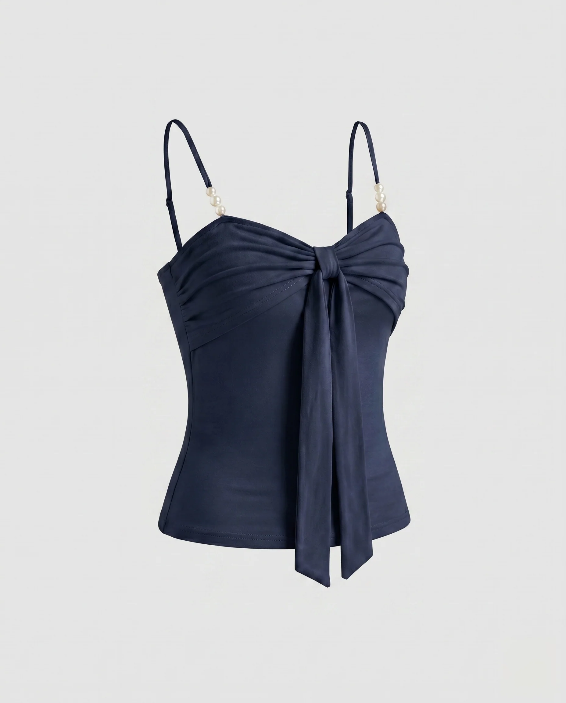 Damen nan tailliertes Jersey-Cami mit Knotenfront und Perlenträgern - Image 6