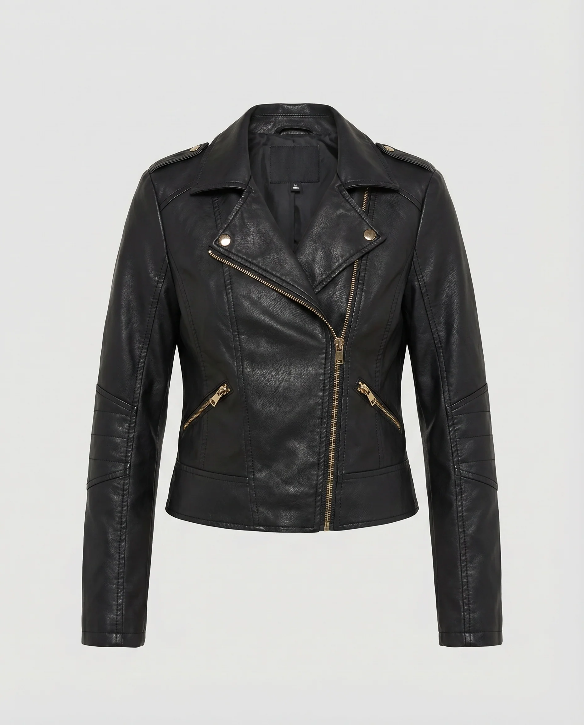 Damen Kurzblouson Retro-Bikerlook Metallzipper Ziersteppungen - Image 5