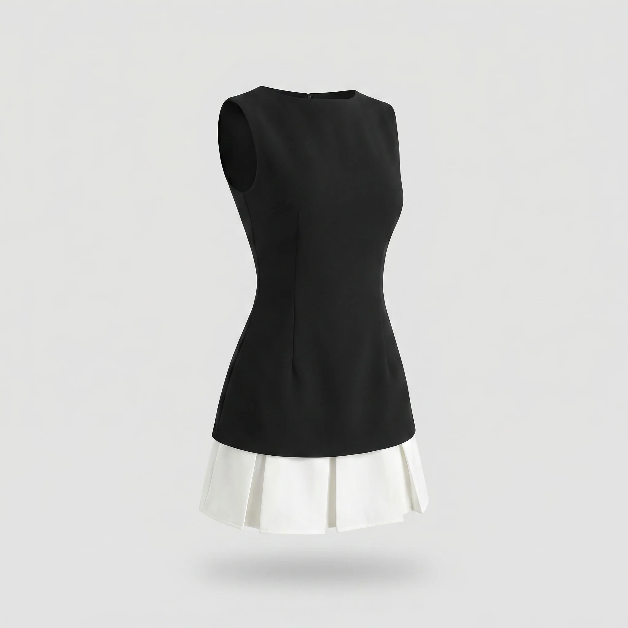 Damen Lagen-Minikleid Bustier-Oberteil Faltenrock - Image 4