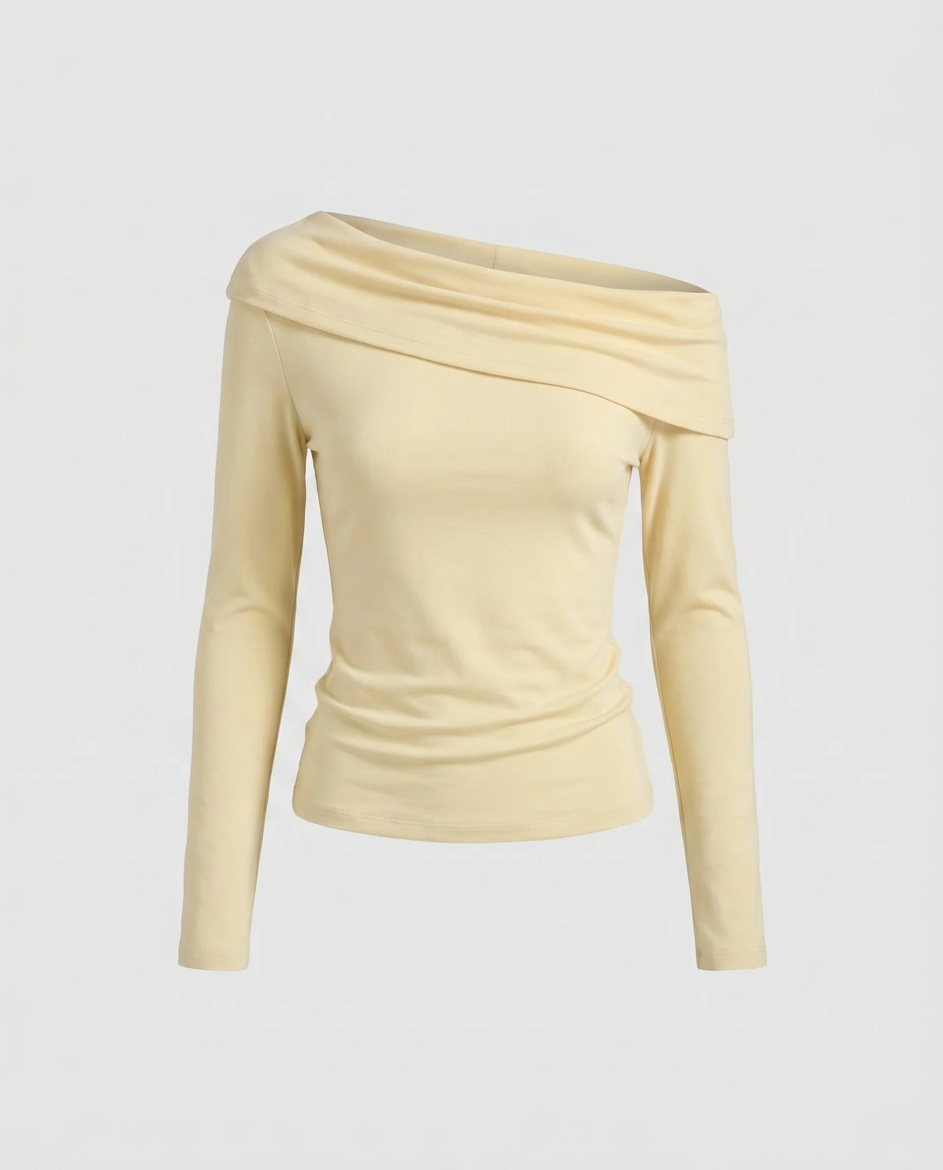 Damen nan tailliertes Langarmshirt mit asymmetrischem U-Boot-Ausschnitt und feinem Jersey - Image 5