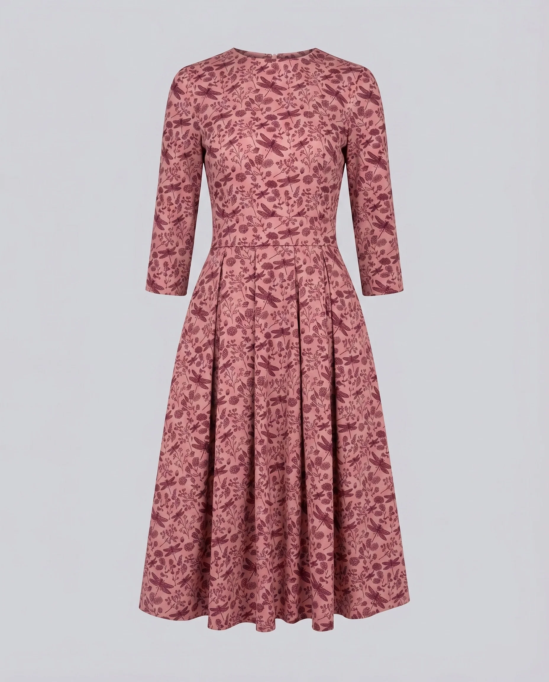 Damen Midikleid Faltenrock 3/4-Arm Seitentaschen - Image 5