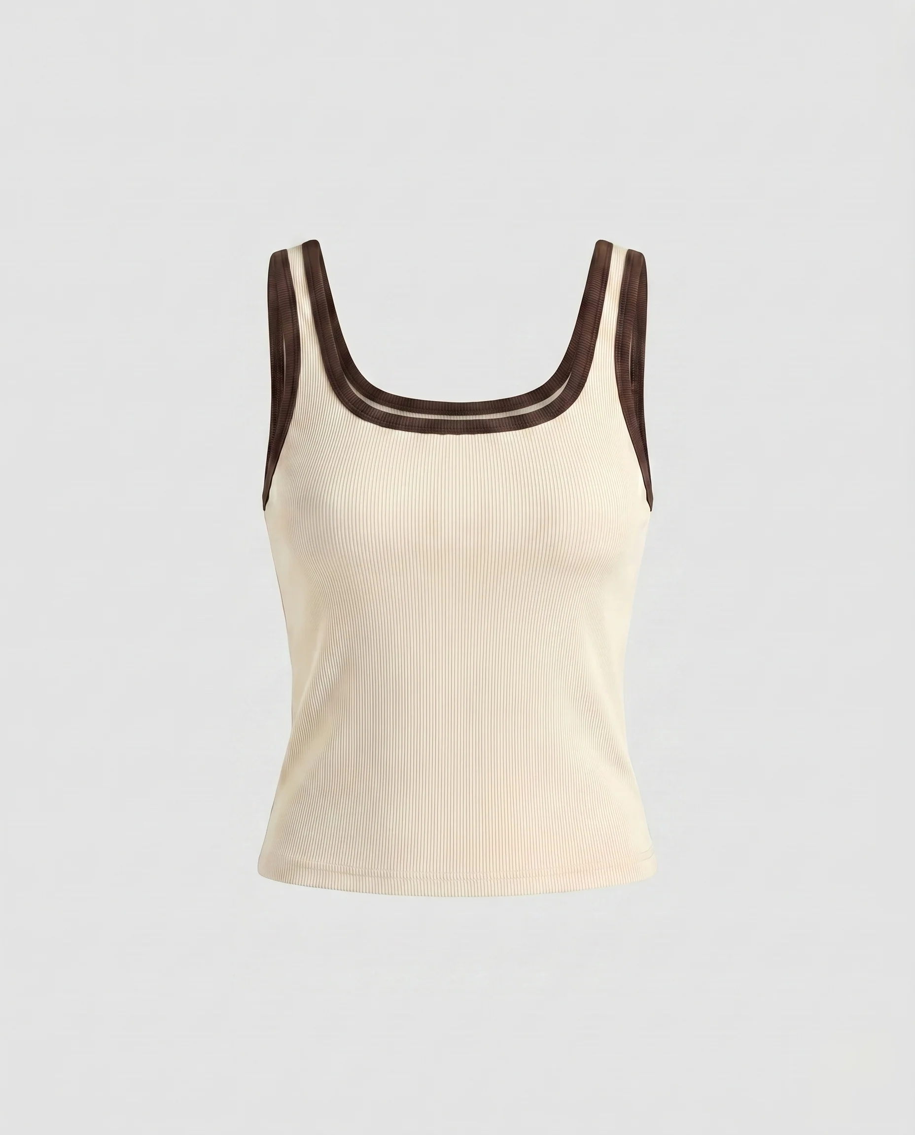 Damen nan tailliertes Ripp-Tanktop mit kontrastierter Blende und breiten Trägern - Image 6