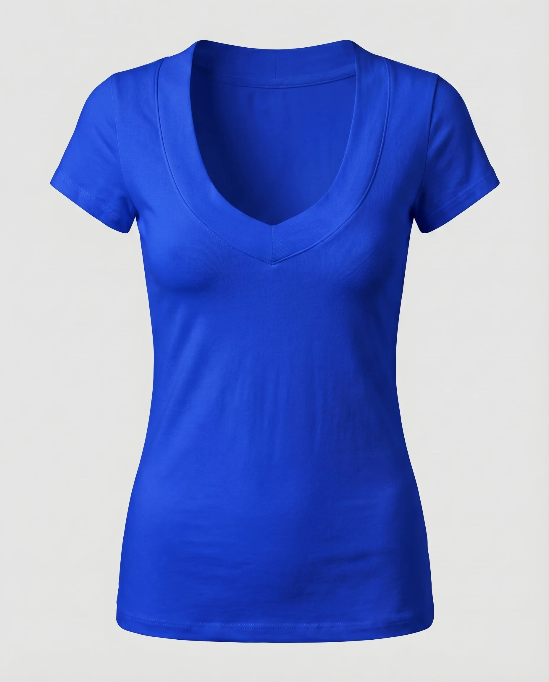 Damen Shirt Tiefer U-V-Ausschnitt Breite Blende Elastik-Jersey - Image 13