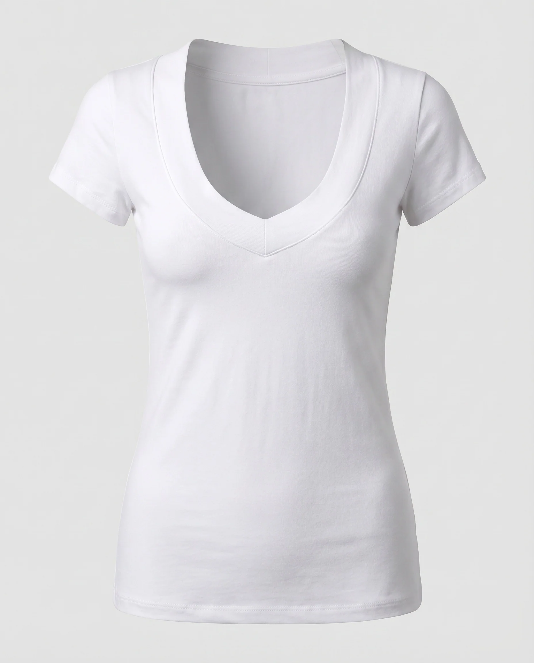 Damen Shirt Tiefer U-V-Ausschnitt Breite Blende Elastik-Jersey - Image 4