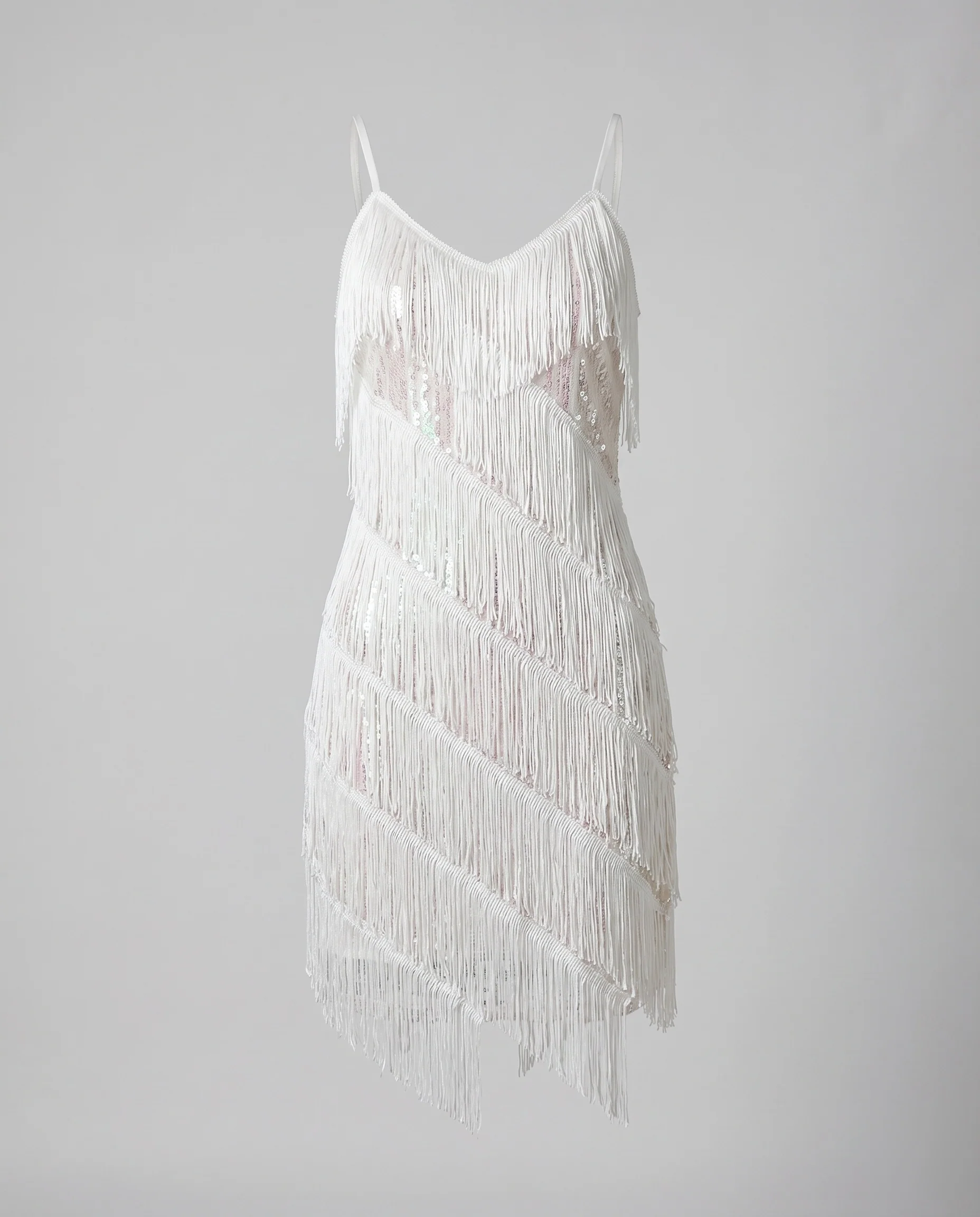 Damen Tanz-Minikleid Fransenlagen Spaghettiträger - Image 5