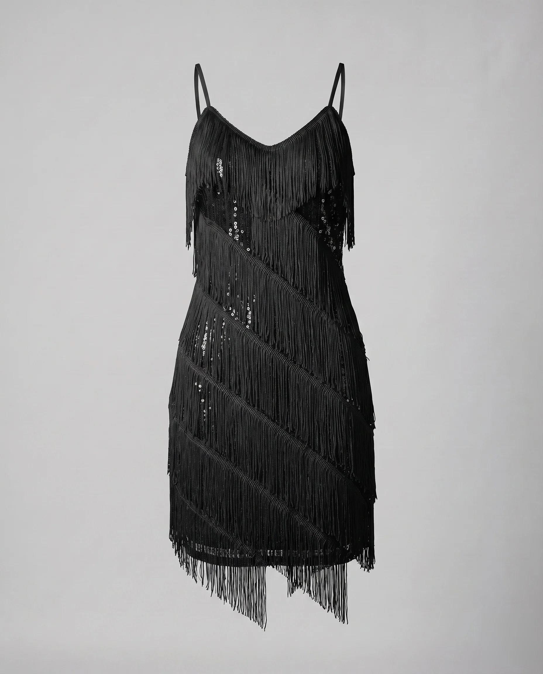 Damen Tanz-Minikleid Fransenlagen Spaghettiträger - Image 7