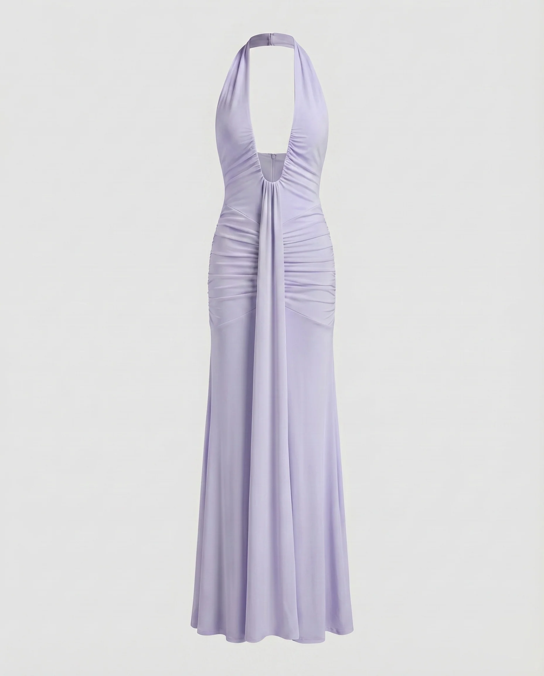 Damen Abendkleid Halter-Ausschnitt Tief Ausgeschnitten Raffung - Image 7