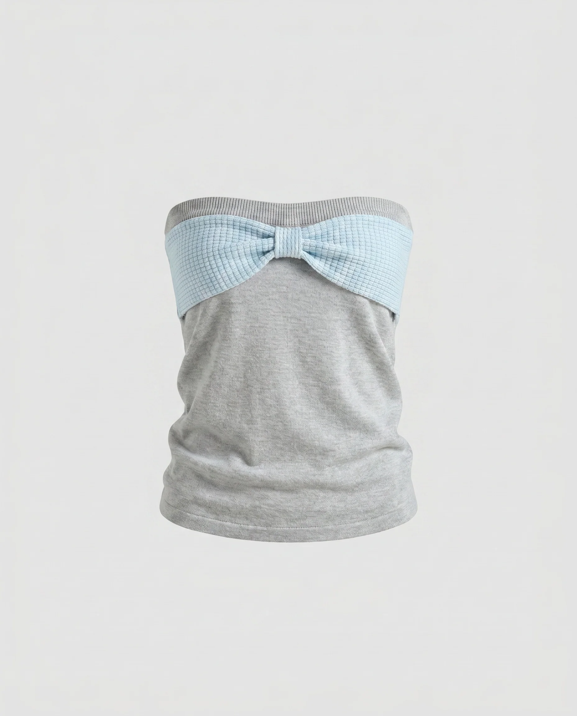 Damen nan trägerloses Bandeau-Top mit Waffel-Einsatz, eingearbeiteter Zierschleife und formender Unterbrustnaht - Image 5