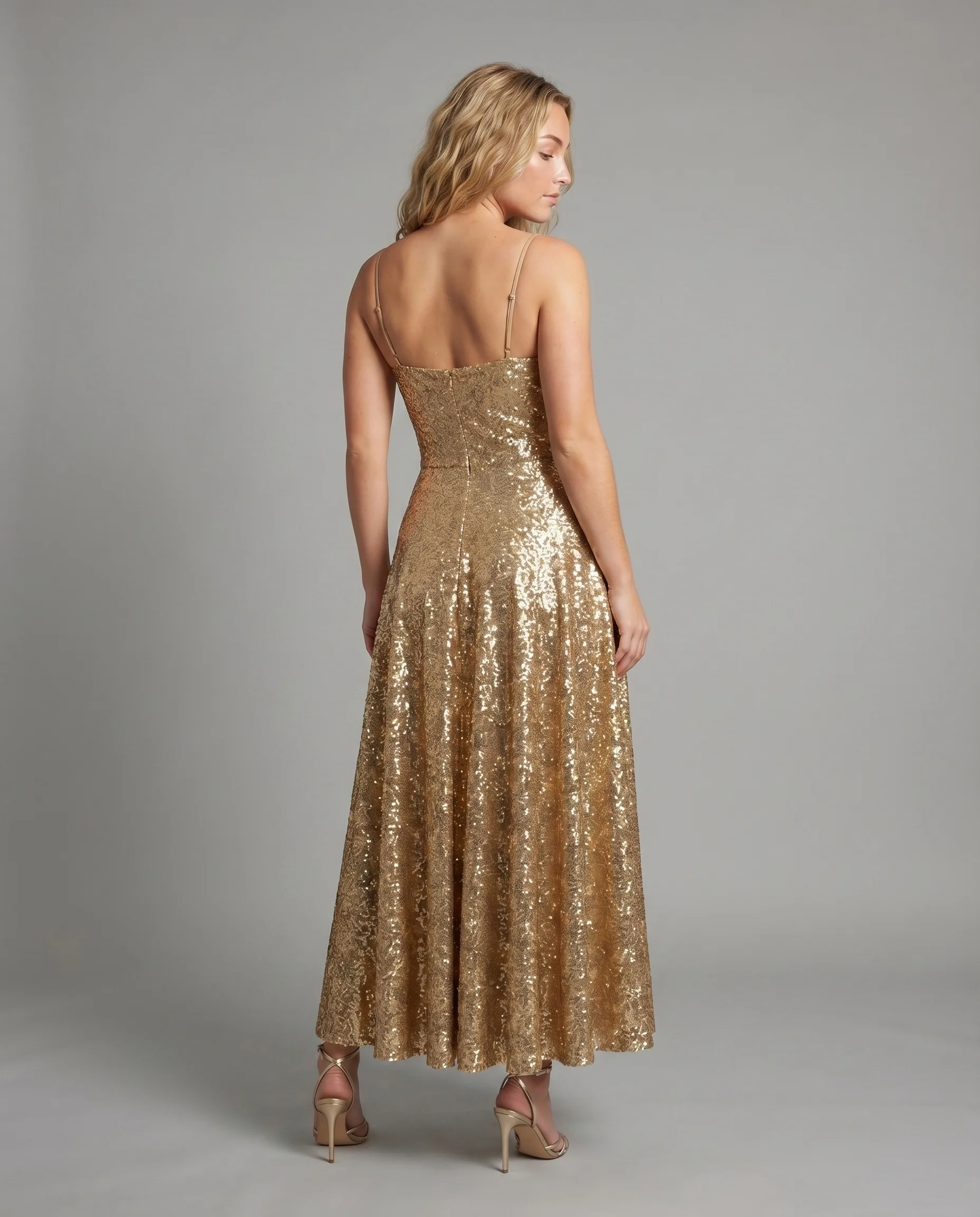 Damen Midikleid Trägerlos Bustier Faltenrock - Image 4